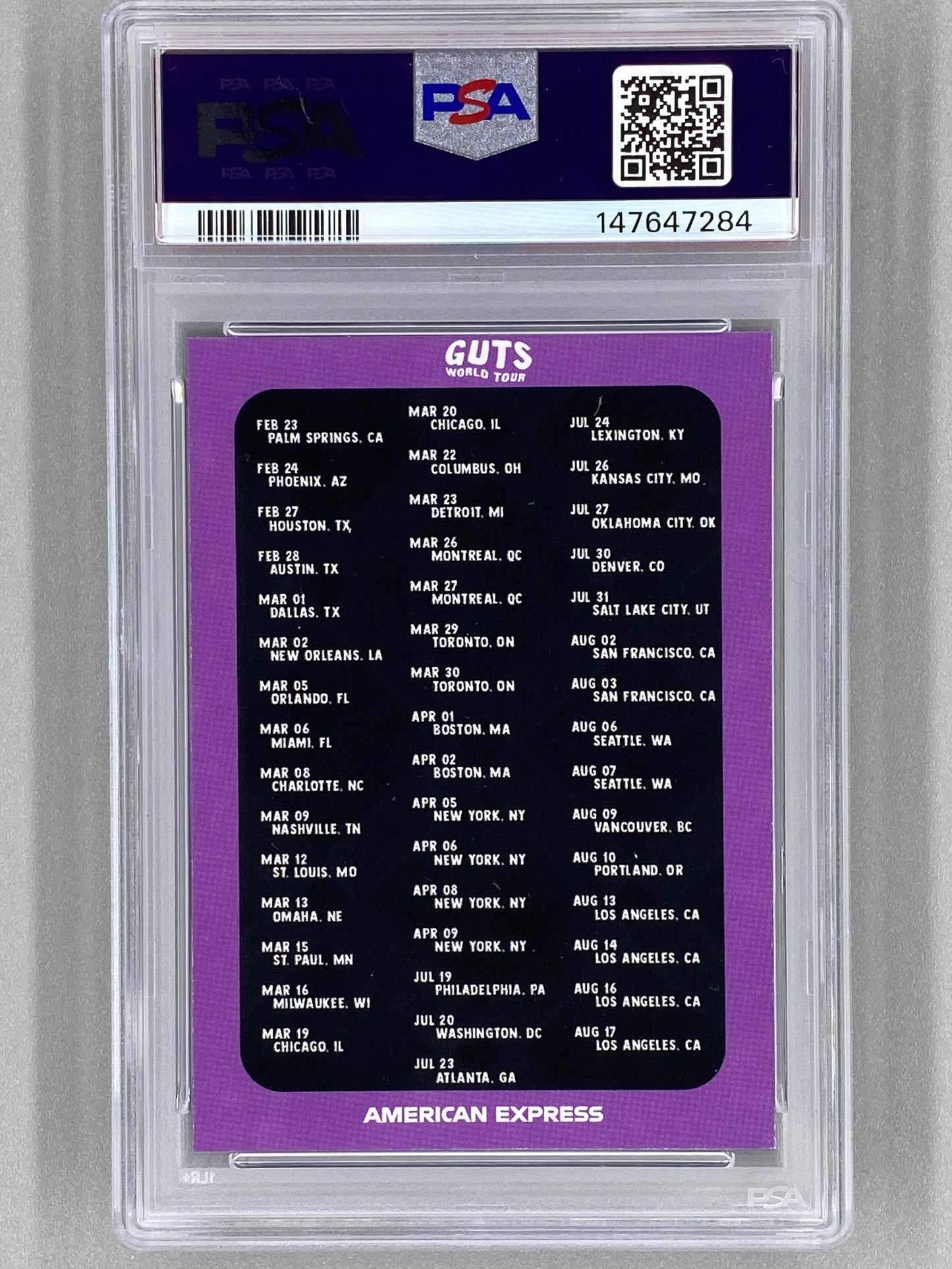 2024 Guts World Tour Olivia Rodrigo Tour Bus X Amex-On Stage PSA 10 Pop 1 (Music)