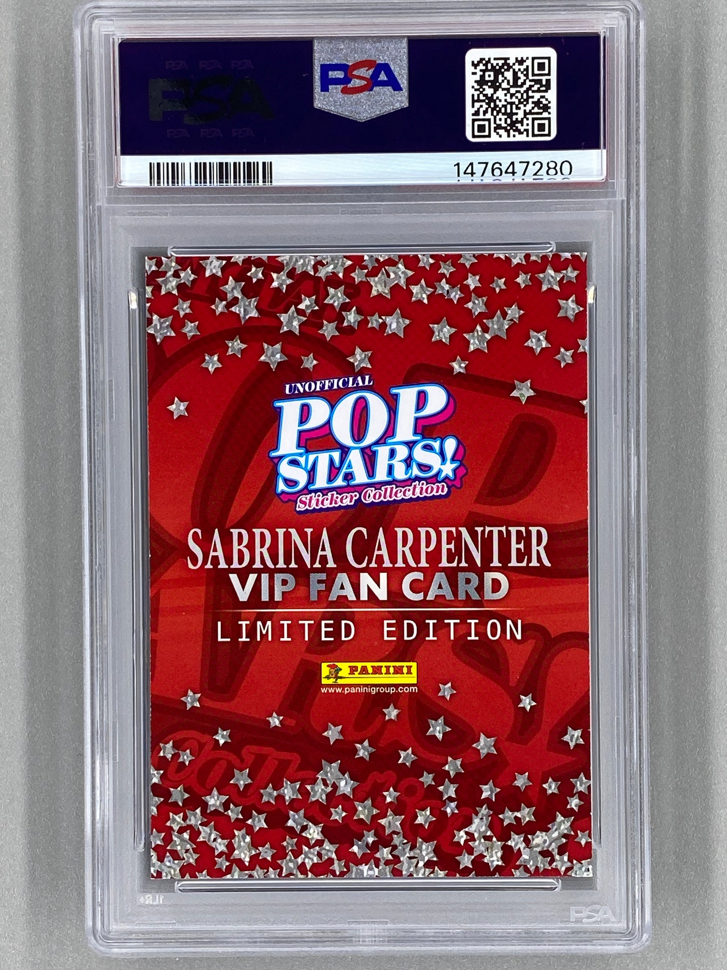 2025 Panini Pop Stars Sabrina Carpenter VIP Limited Edition (UK) PSA 10 Pop 2 (Music)