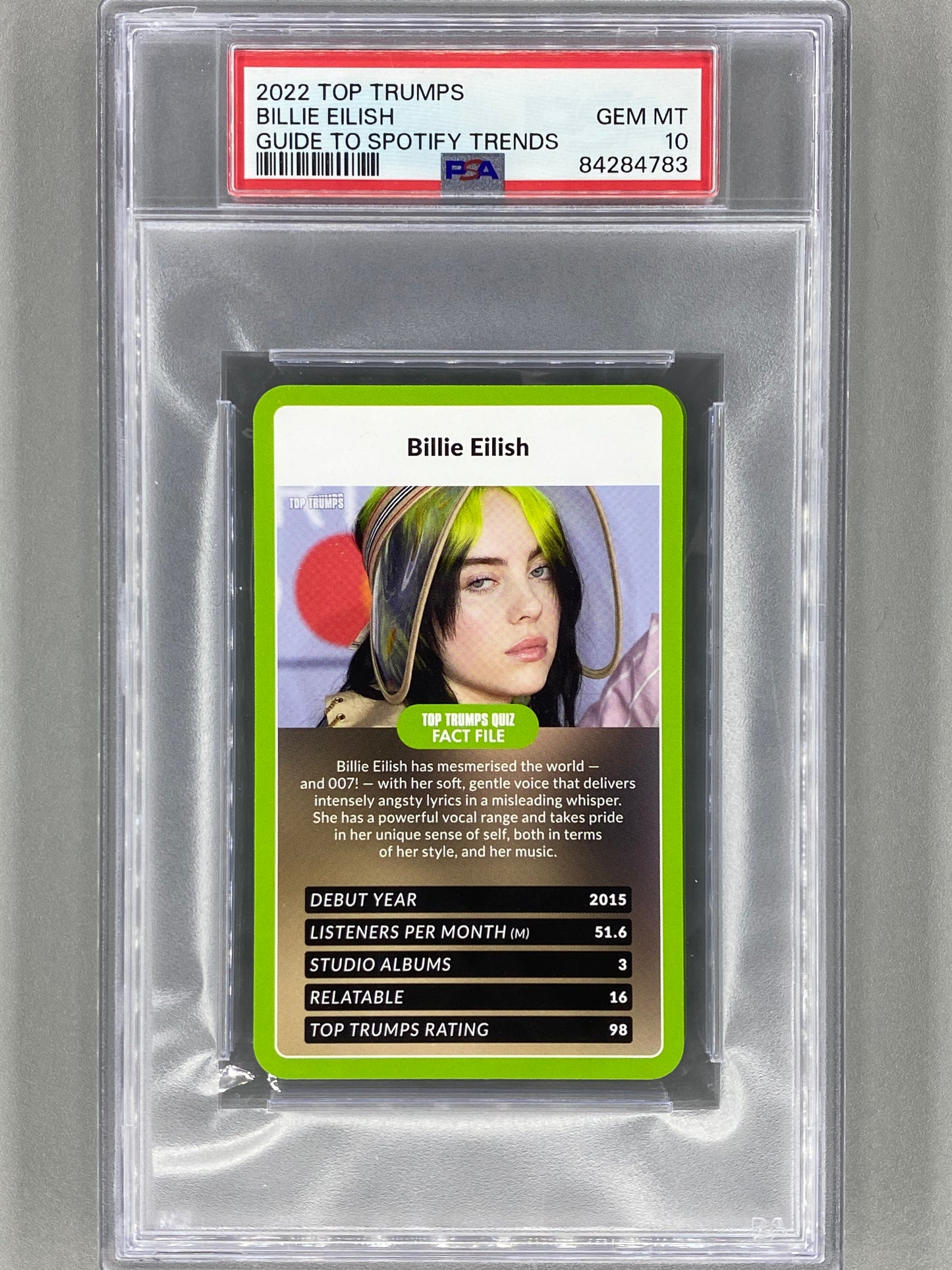 2022 Top Trumps Billie Eilish Guide to Spotify Trends PSA 10 - Pop 16 (Music)