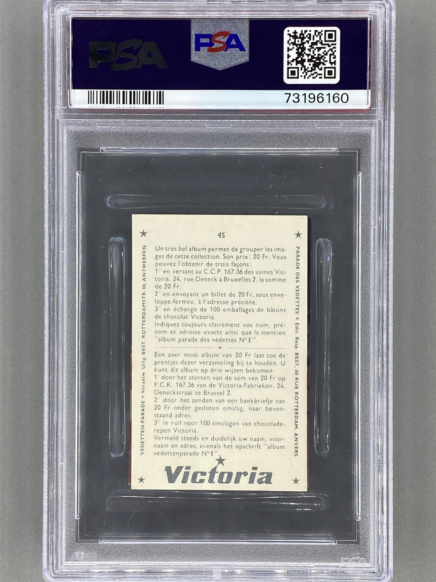1969 Victoria #45 Frank Sinatra Vedetten Parade PSA 7 Pop 2 (Music)