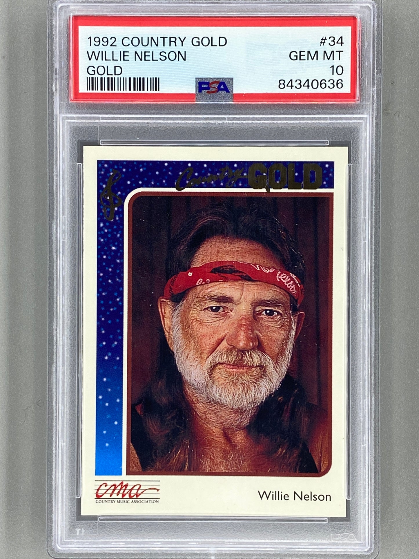 1992 Sterling Country Gold #34 Willie Nelson Gold PSA 10 - Pop 5 (Music)