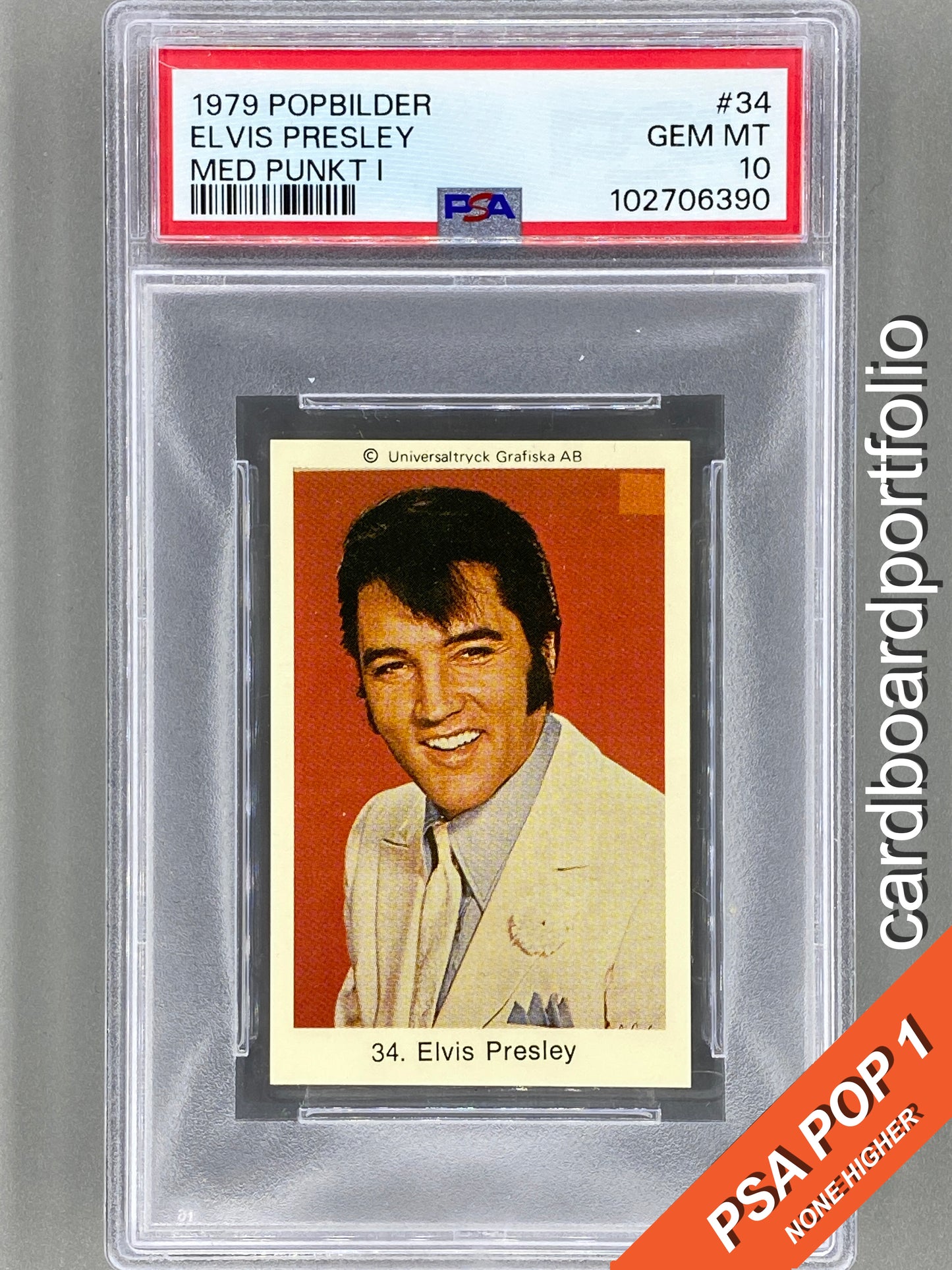1979 Popbilder #34 Elvis Presley Med Punkt I PSA 10 Pop 1 (Music)