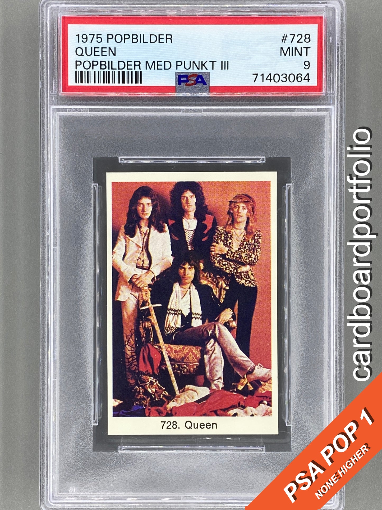 1975 Popbilder #728 Queen Med Punkt III PSA 9 Pop 1 (Music)