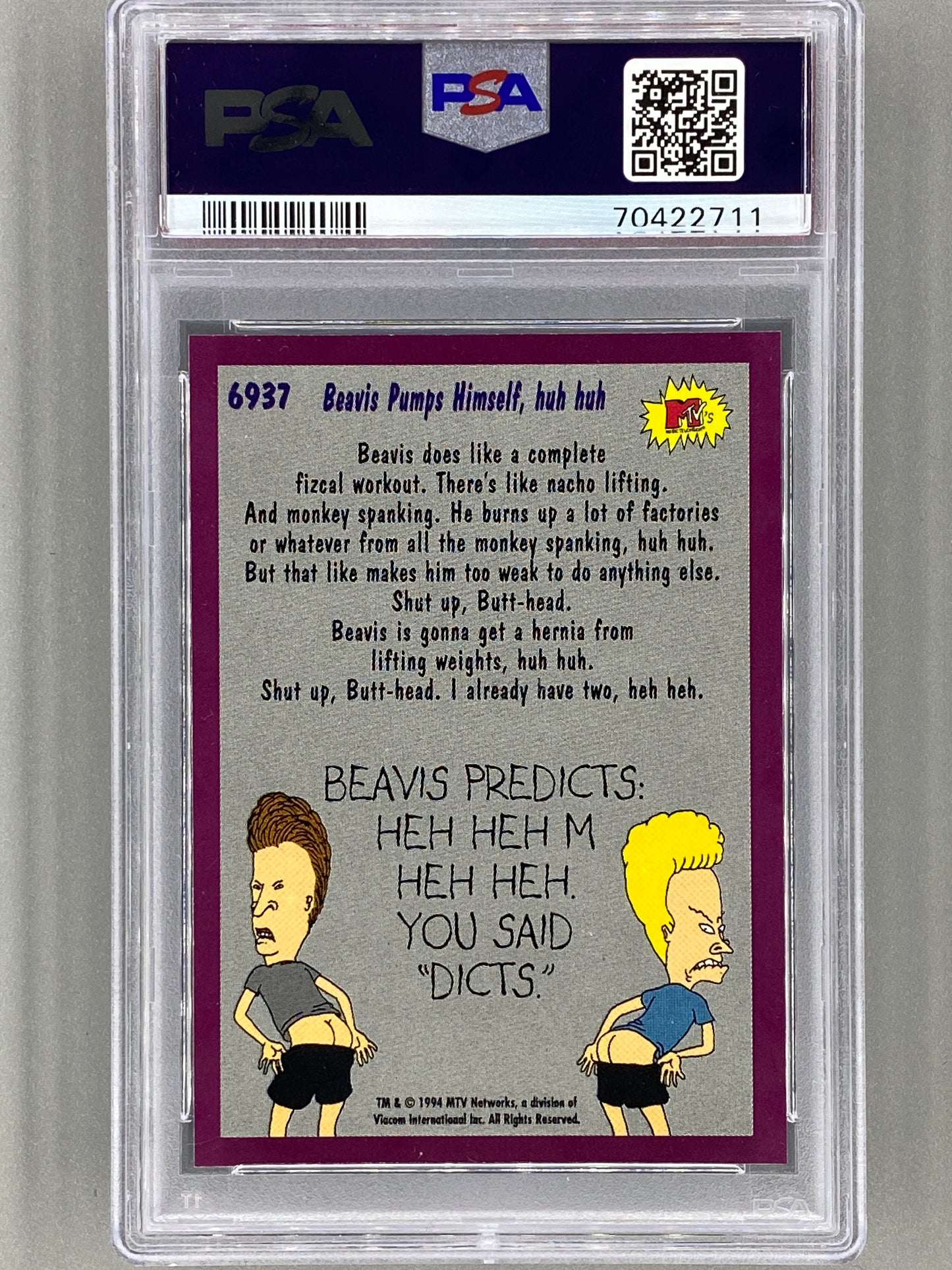 1994 Topps Beavis And Butt-Head #6937 Beavis Pumps Himself PSA 6 - Pop 1 (Pop Culture)