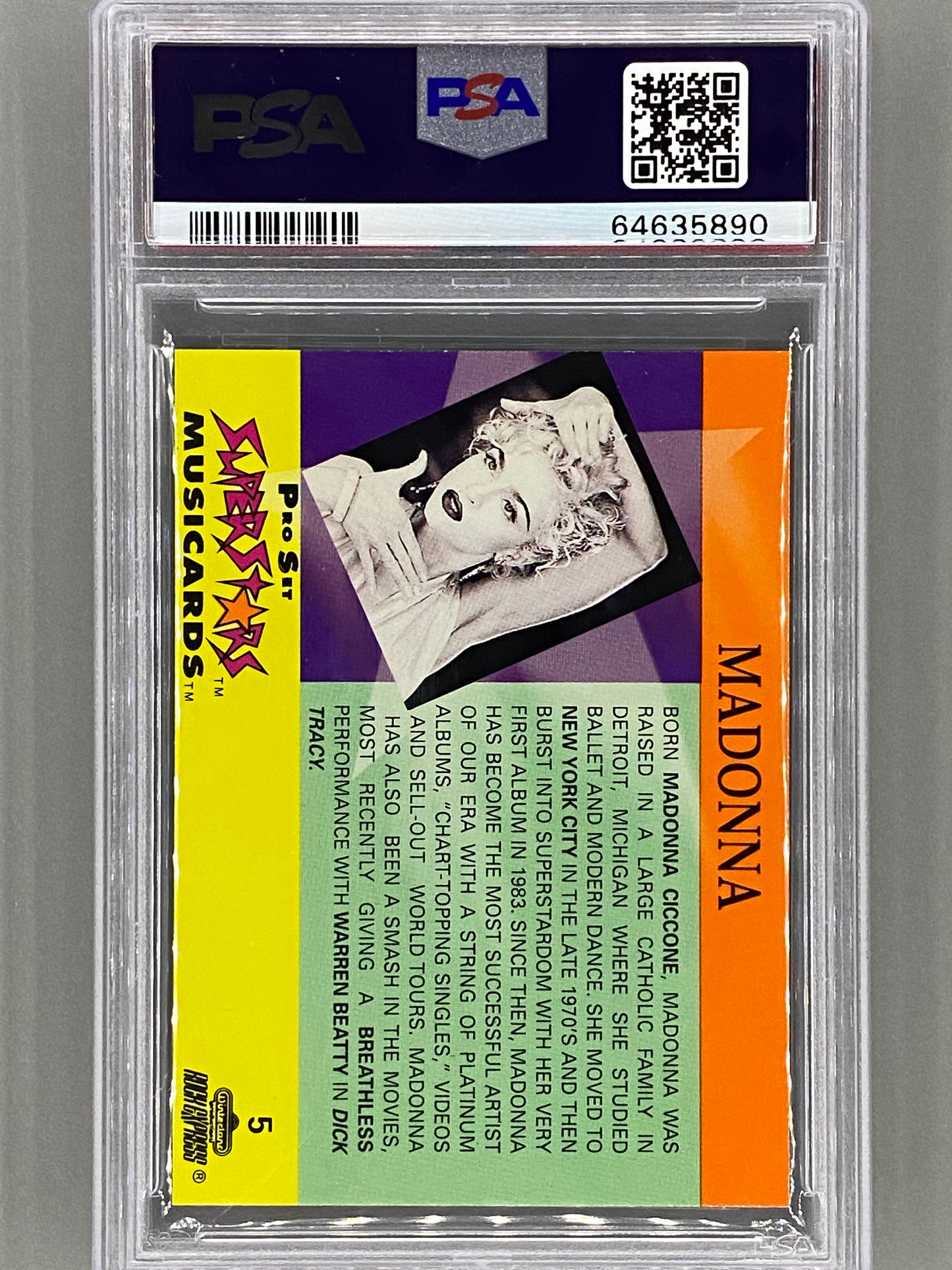 1991 Proset Superstars #5 Madonna Musicards Promo PSA 9 (Music)