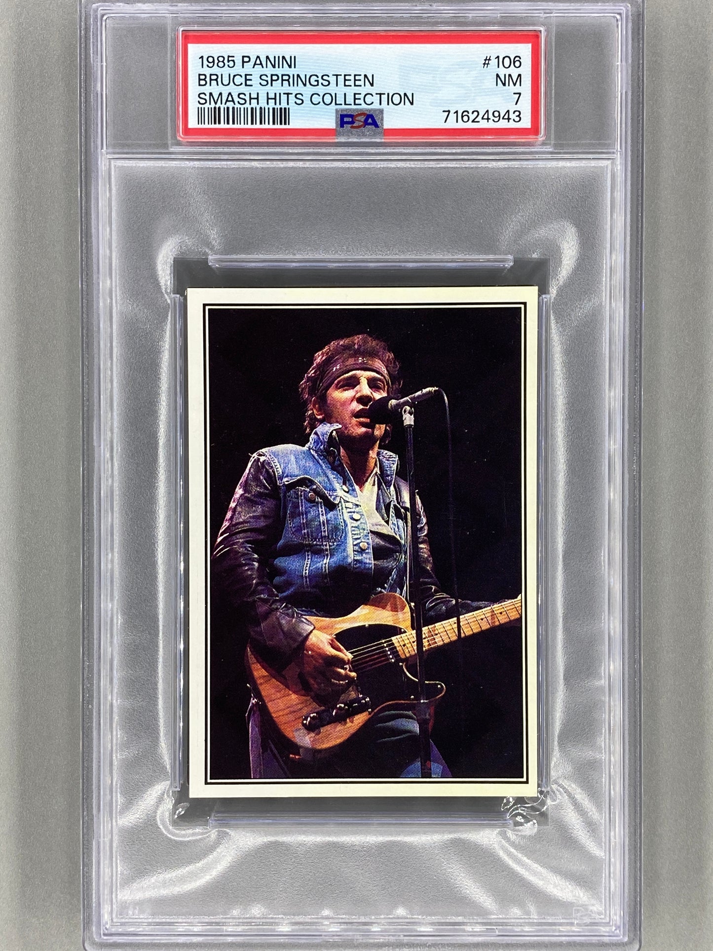 1985 Panini #106 Bruce Springsteen Smash Hits Collection PSA 7 Pop 6 (Music)