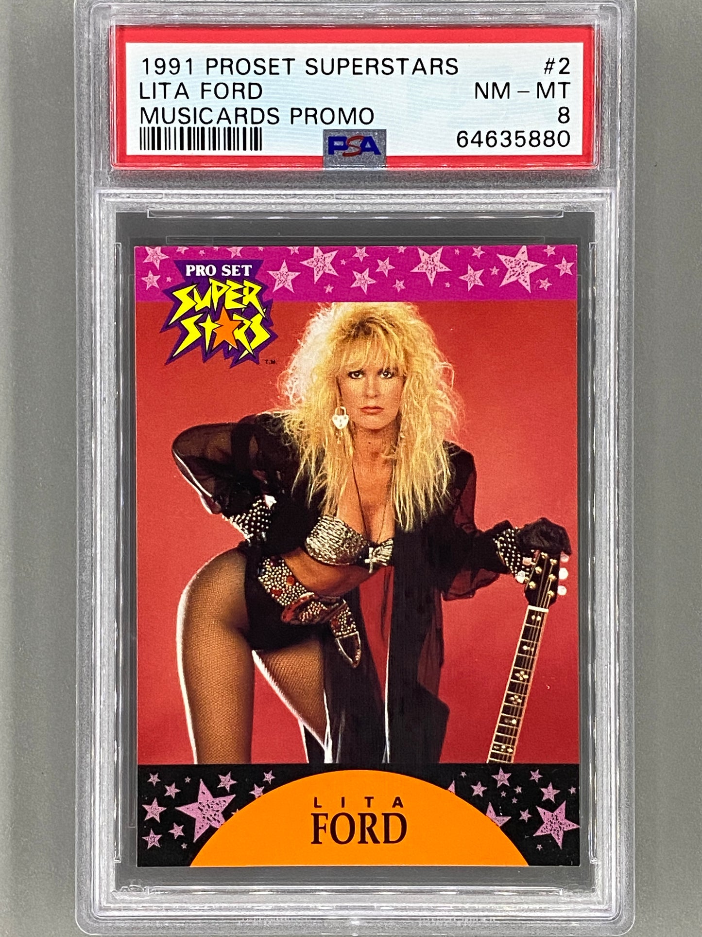 1991 Proset Superstars #2 Lita Ford Musicards Promo PSA 8 Pop 4 (Music)