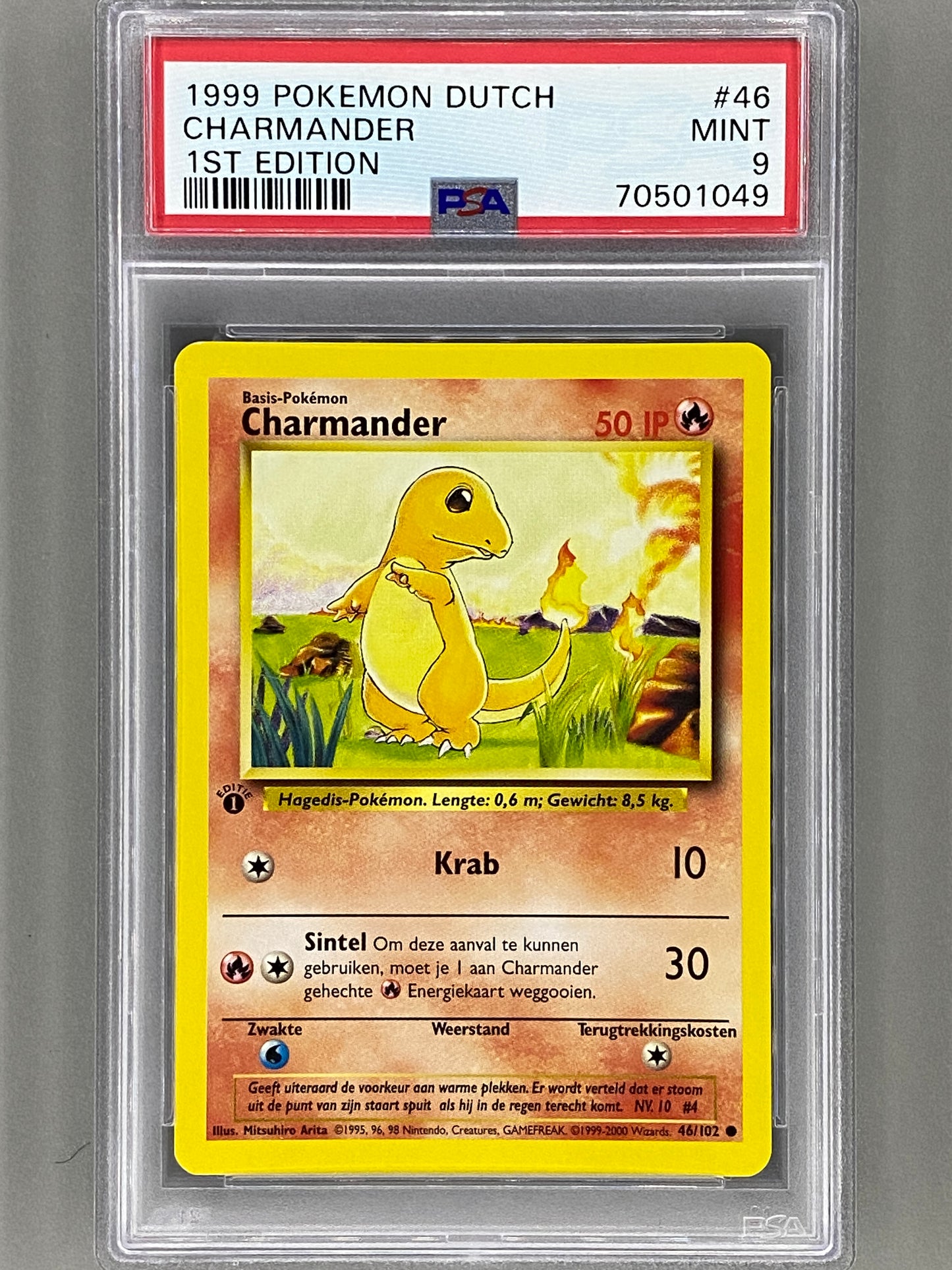 1999 Pokemon Dutch #46 Charmander 1st Edition PSA 9