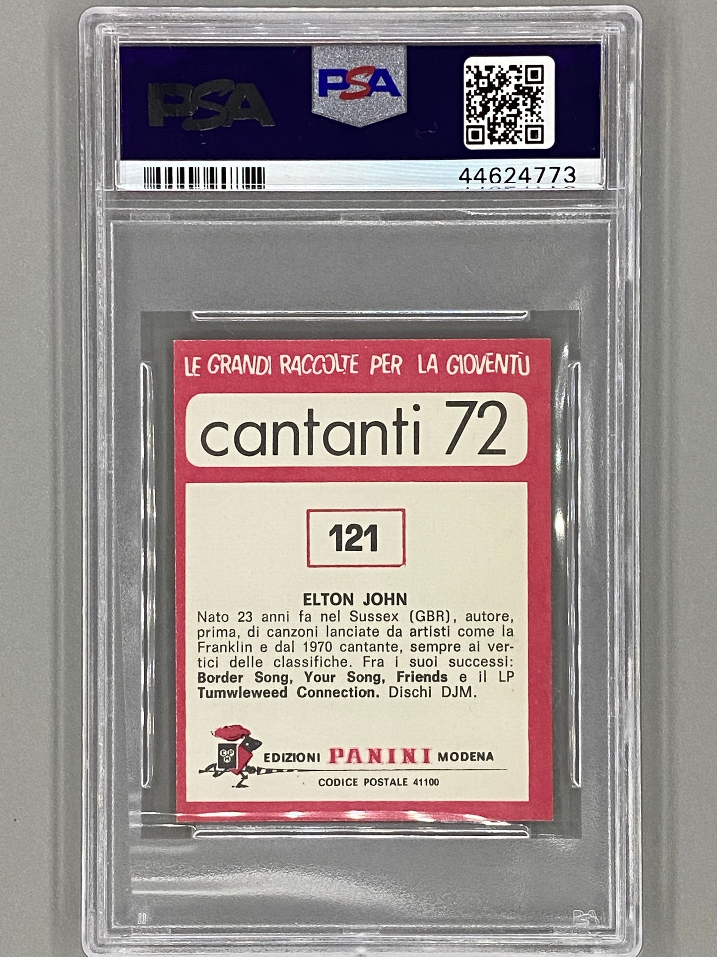 1972 Panini #121 Elton John Cantanti 72 PSA 6 - Pop 2 (Music)