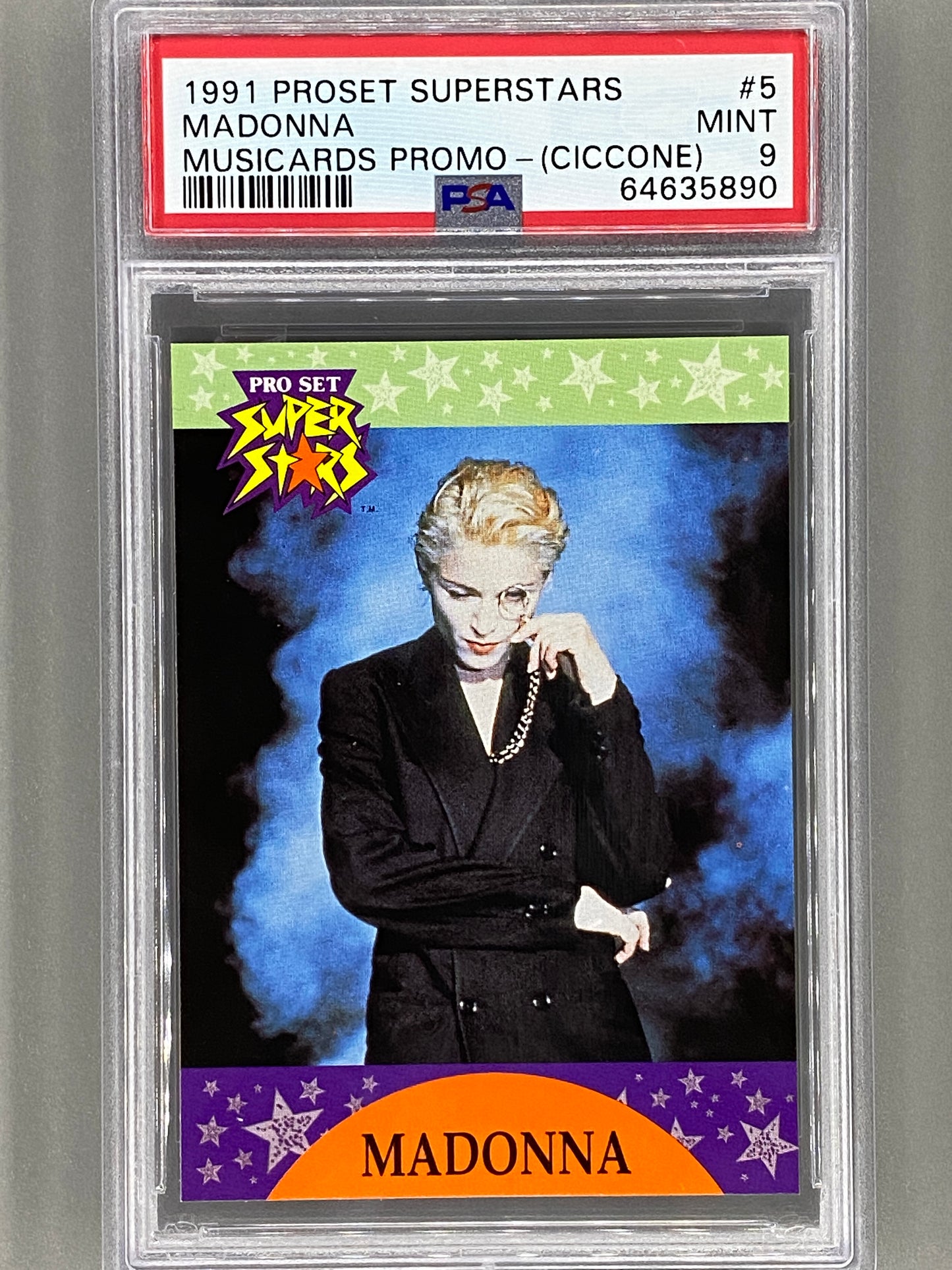 1991 Proset Superstars #5 Madonna Musicards Promo PSA 9 (Music)