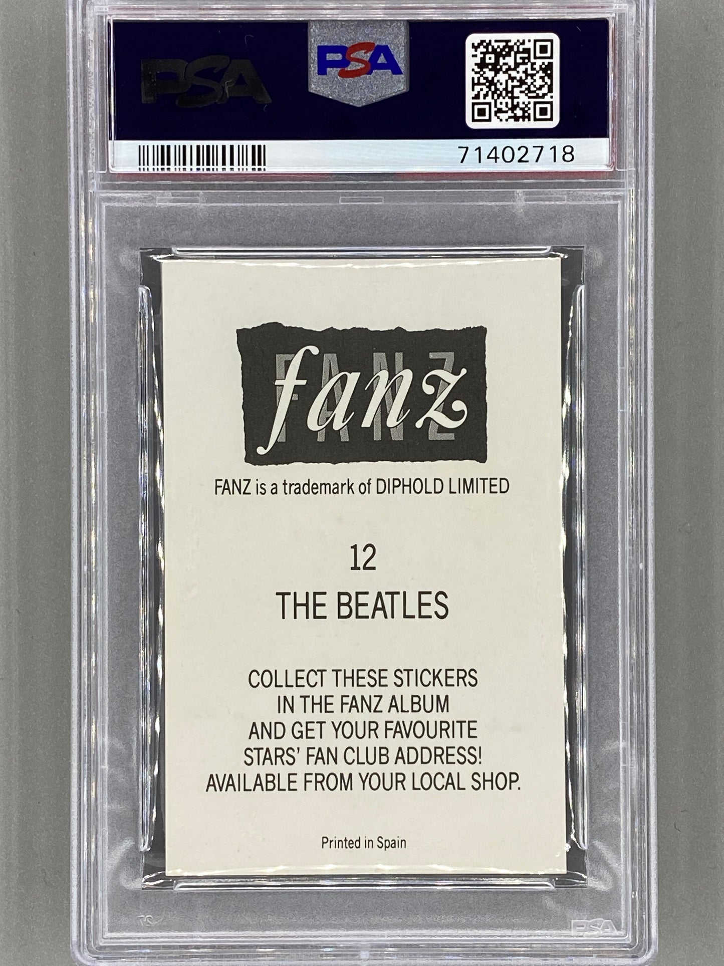 1988 Fanz #12 The Beatles Rock/Pop Stars Stickers PSA 5 - Pop 1 (Music)