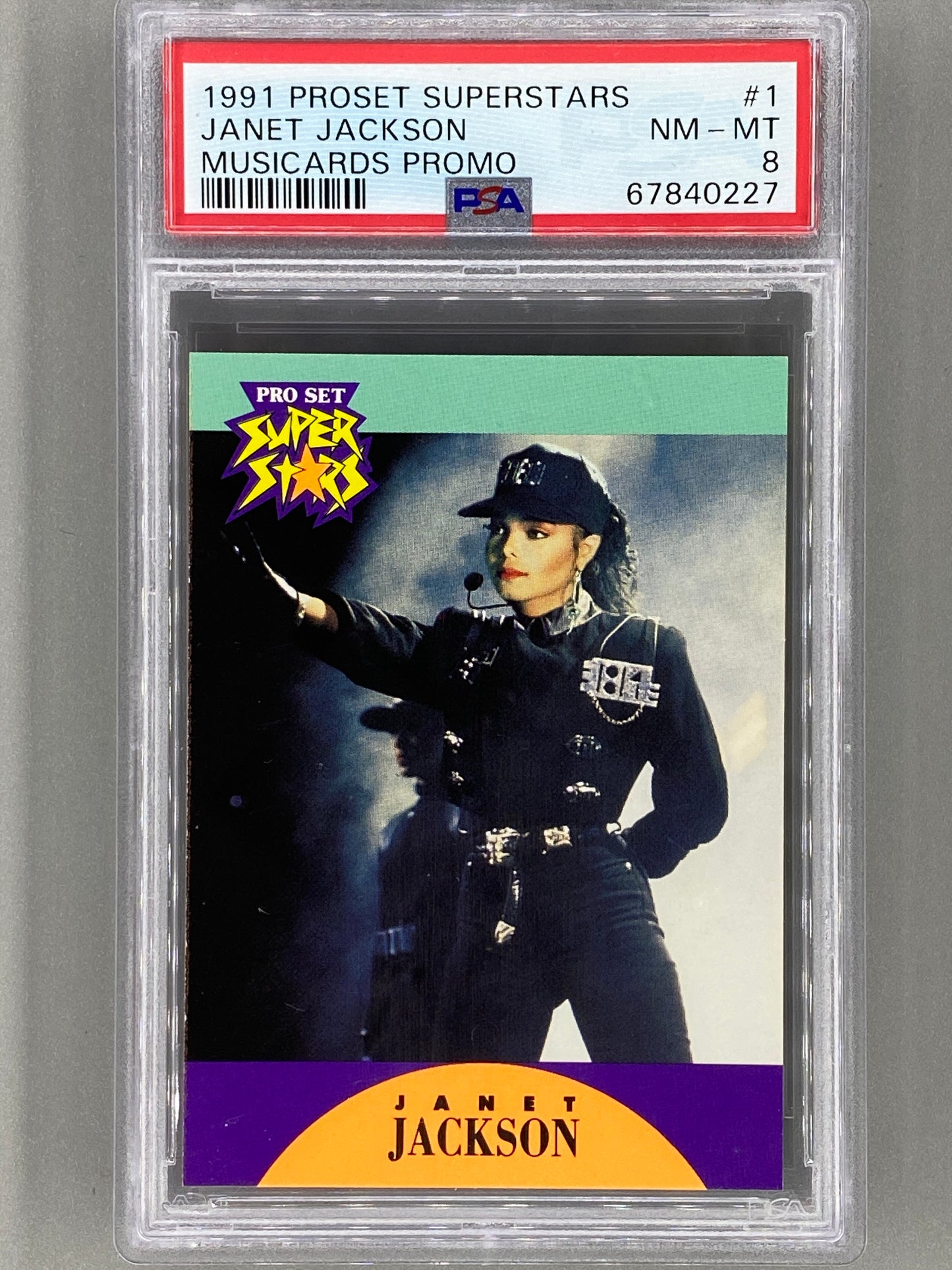 1991 Proset Superstars #1 Janet Jackson Musicards Promo PSA 8 Pop 5 (Music)