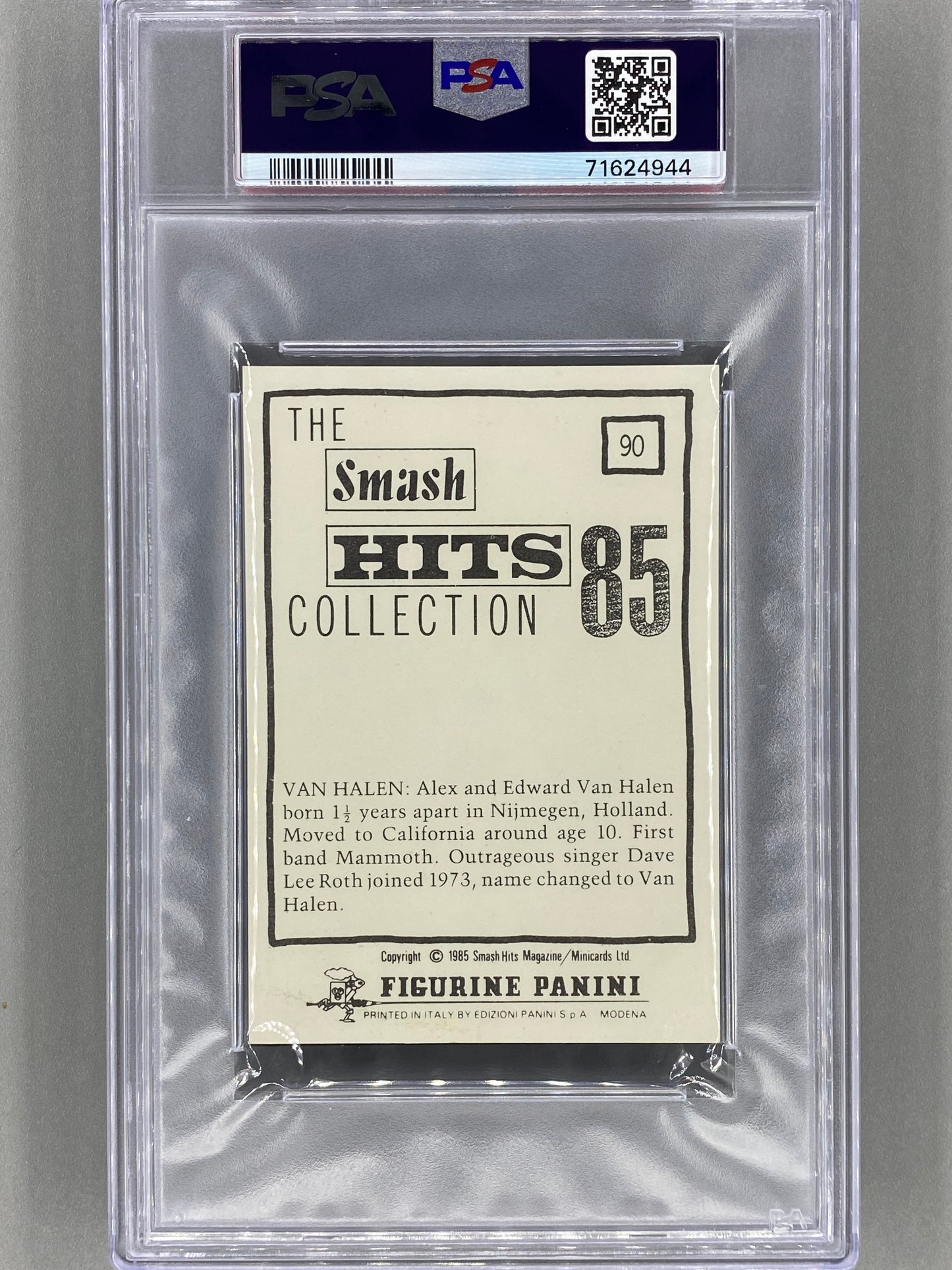 1985 Panini #90 Van Halen Smash Hits Collection PSA 8 Pop 13 - 1 Higher (Music)