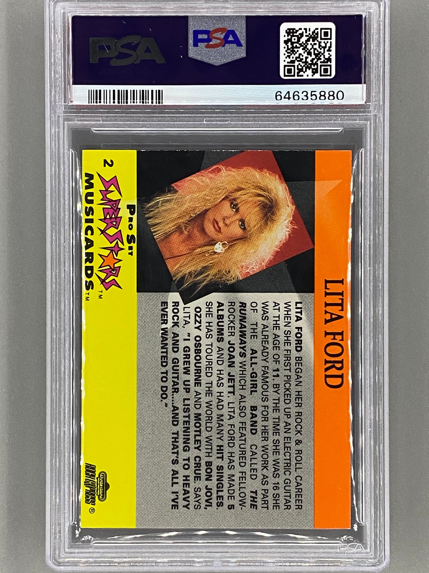 1991 Proset Superstars #2 Lita Ford Musicards Promo PSA 8 Pop 4 (Music)