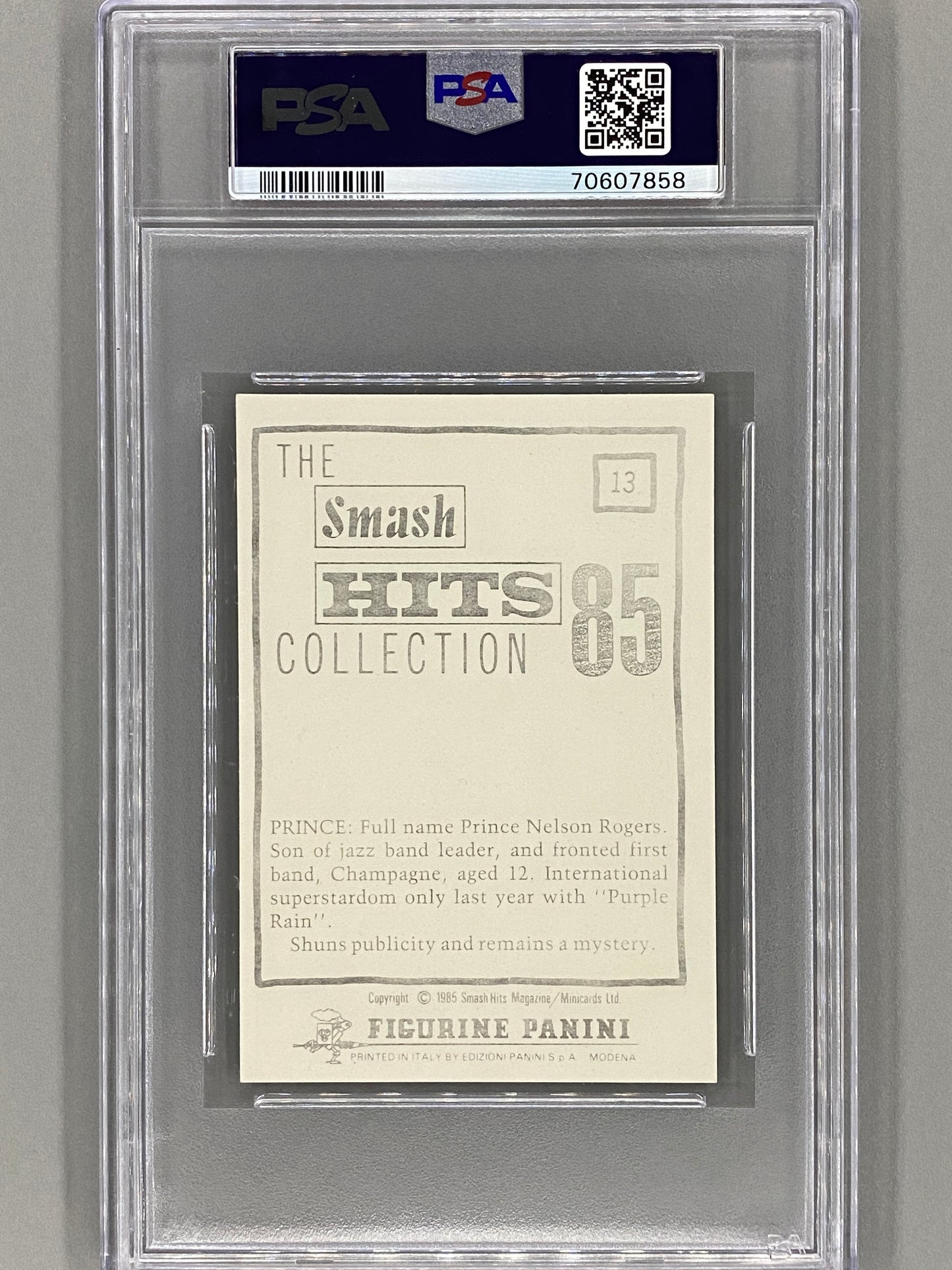 1985 Panini #13 Prince Smash Hits Collection PSA 8 Pop 10 (Music)