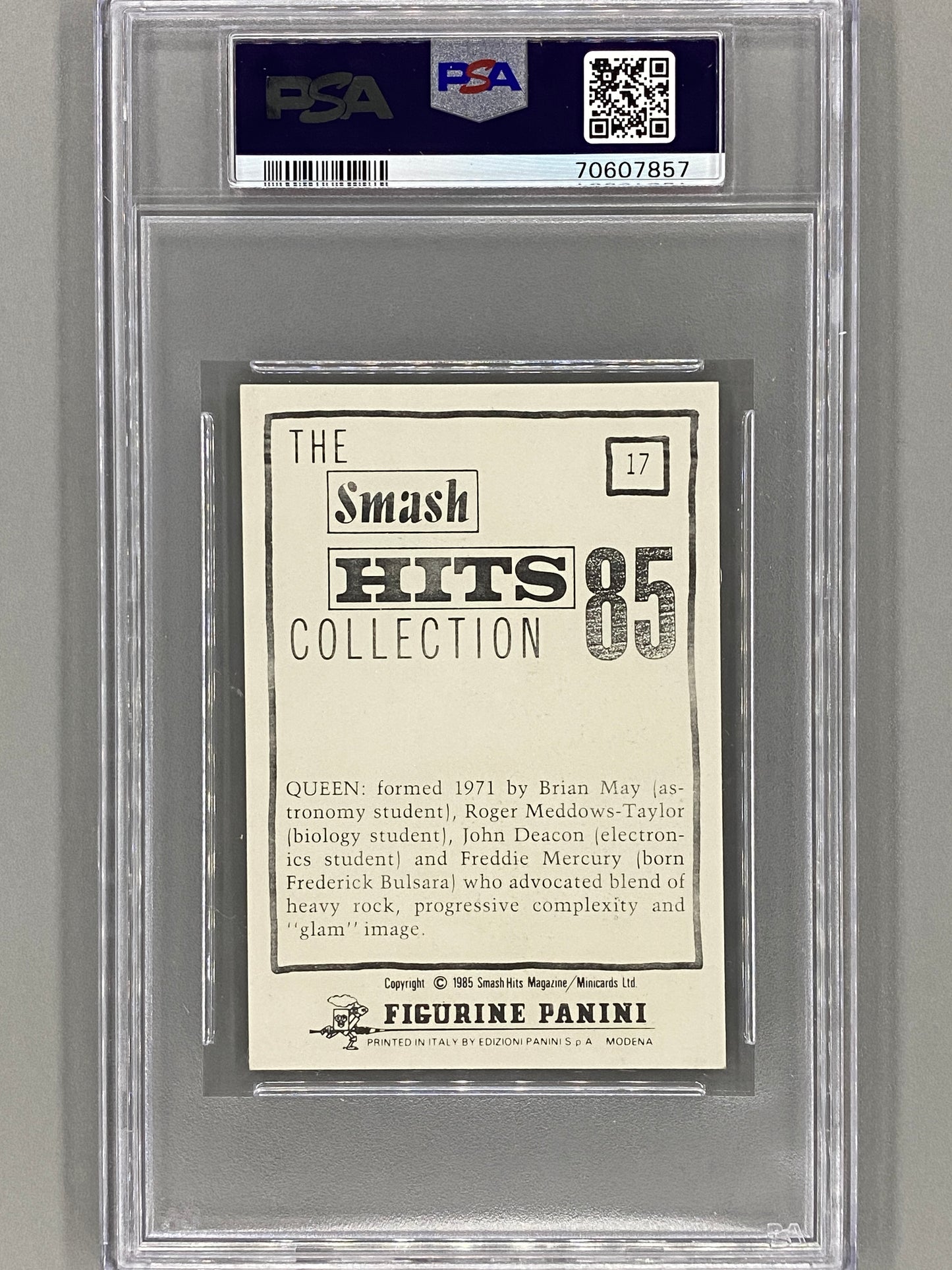 1985 Panini #17 Queen Smash Hits Collection PSA 8 - Pop 6 (Music)