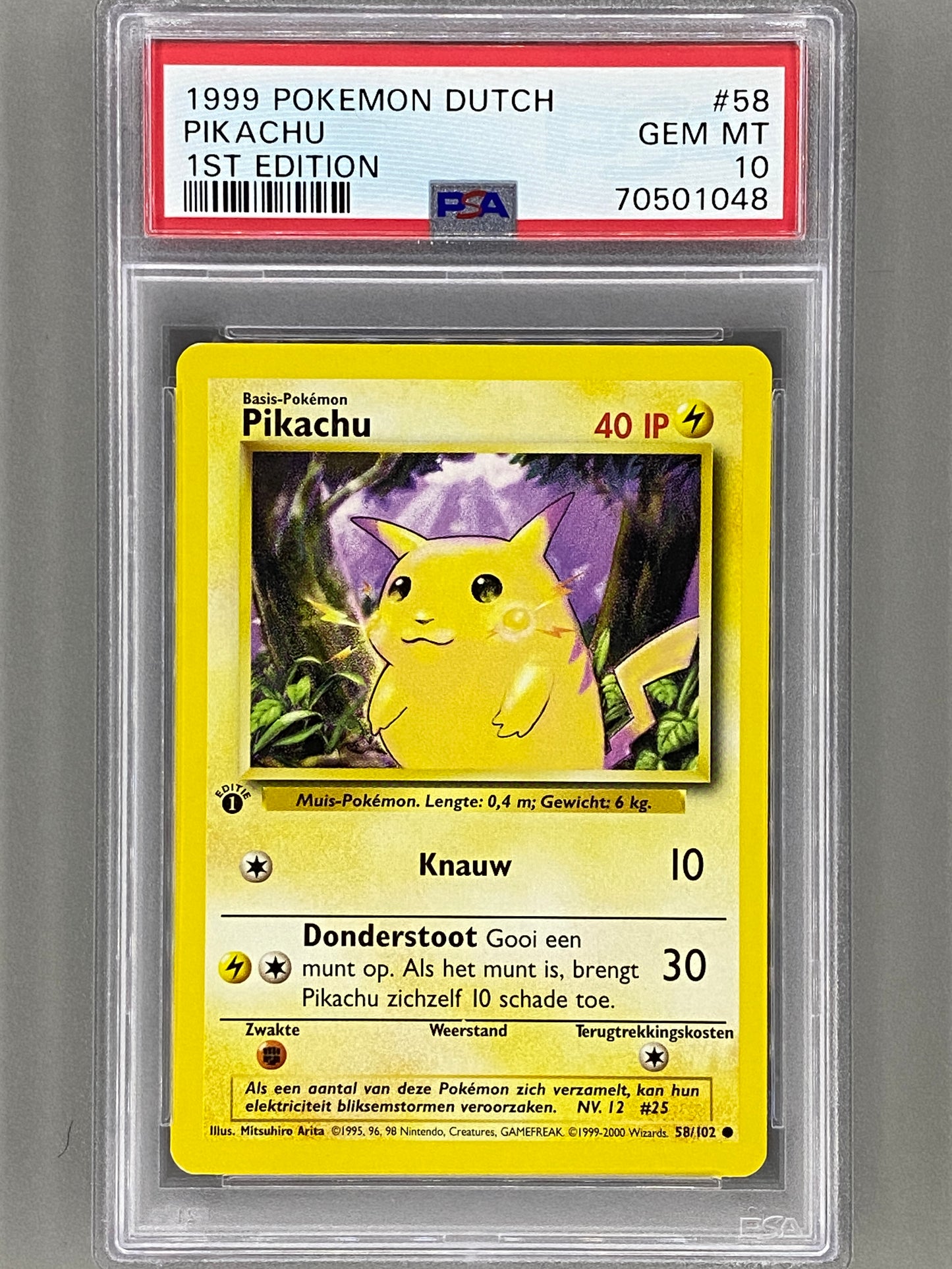 1999 Pokemon Dutch #58 Pikachu 1st Edition PSA 10
