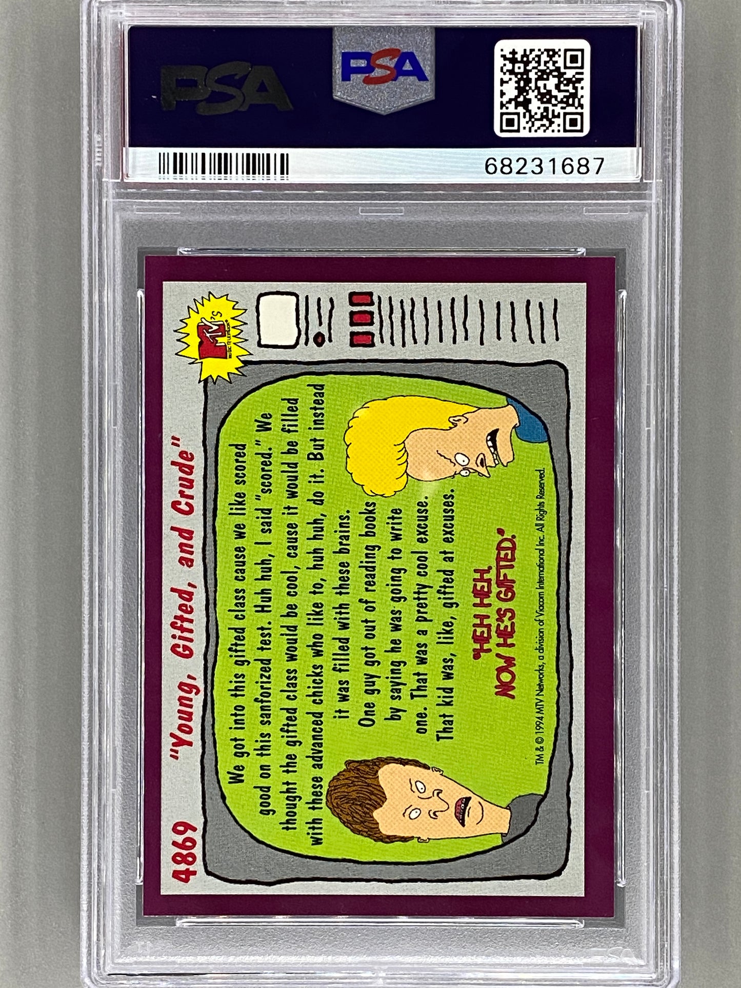 1994 Topps Beavis And Butt-Head #4869 Young Gifted Crude PSA 7 - Pop 1 (Pop Culture)