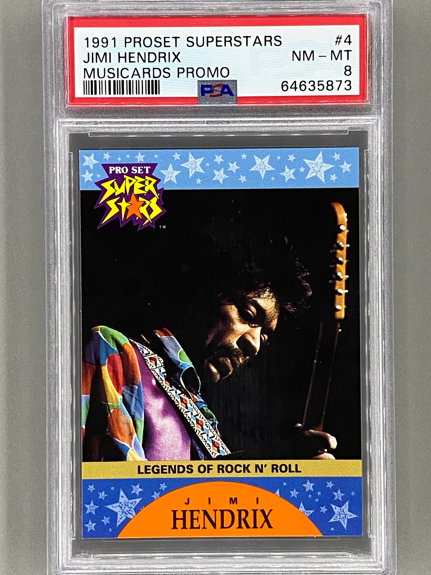 1991 Proset Superstars #4 Jimi Hendrix Musicards Promo PSA 8 Pop 16 (Music)