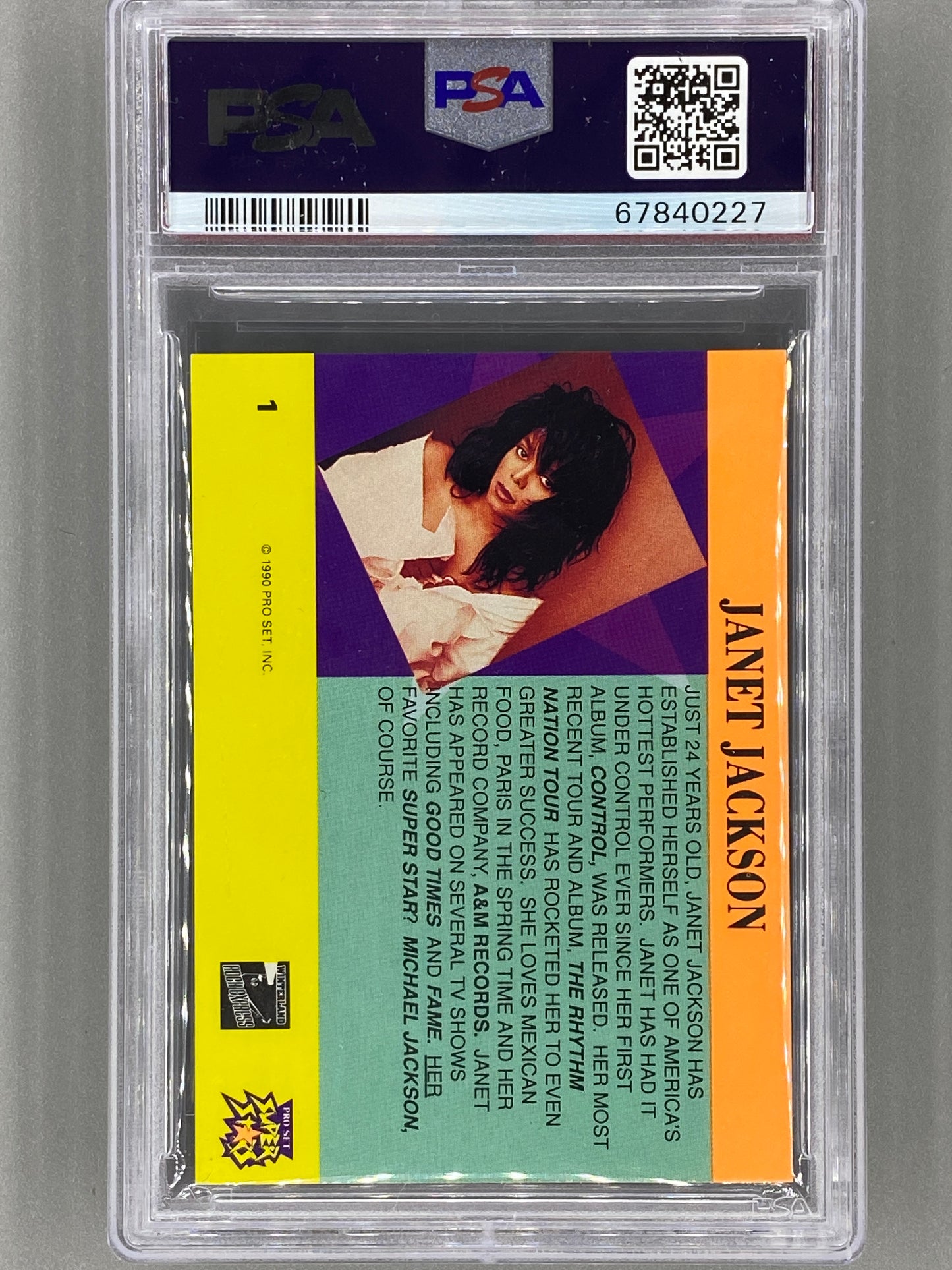 1991 Proset Superstars #1 Janet Jackson Musicards Promo PSA 8 Pop 5 (Music)