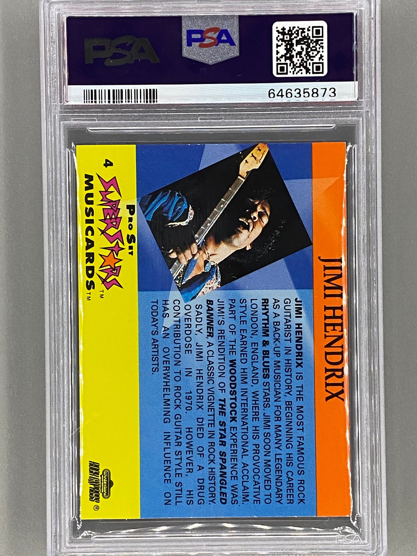 1991 Proset Superstars #4 Jimi Hendrix Musicards Promo PSA 8 Pop 16 (Music)