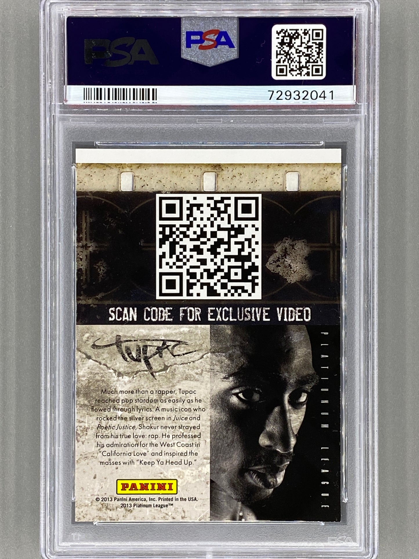 2013 Panini Black Friday Tupac HRX PSA 9 Pop 87 (Music)