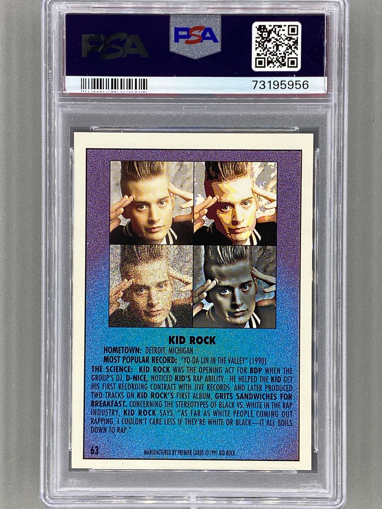 1991 Premier Rap Pack #63 Kid Rock PSA 10 - Pop 22 (Music)