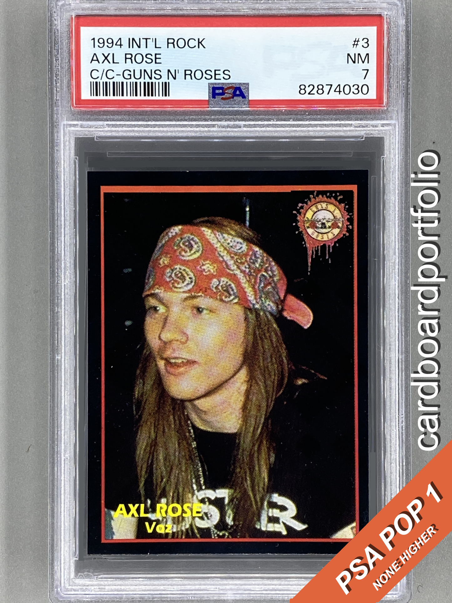 1994 Ultra Figus #3 Axl Rose Intl Rock Cards Collection Guns N Roses PSA 7 - Pop 1 (Music)