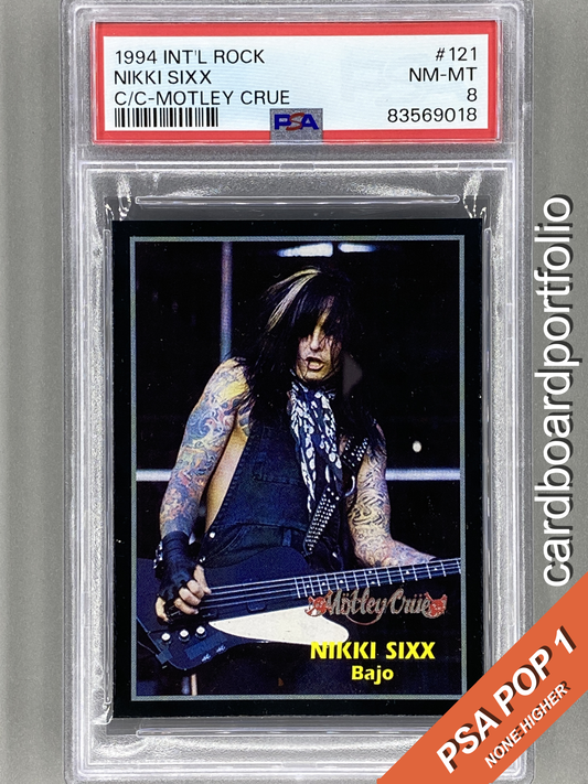 1994 Ultra Figus #121 Nikki Sixx Intl Rock Cards Motley Crue PSA 8 Pop 1 (Music)