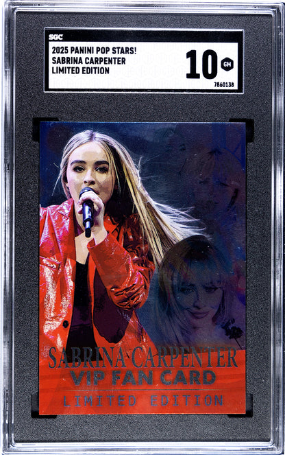 2025 Panini Pop Stars Sabrina Carpenter Limited Edition VIP (UK) SGC 10 Pop 2 (Music)
