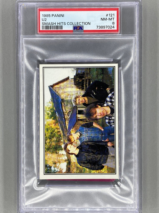 1985 Panini #121 U2 Smash Hits Collection PSA 8 Pop 6 - 2 Higher (Music)