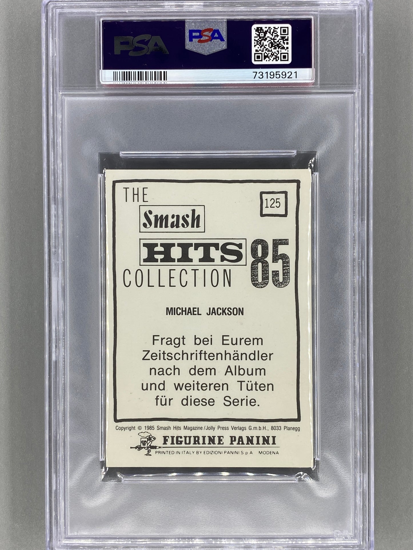 1985 Panini #125 Michael Jackson (German) Smash Hits Collection PSA 6 - Pop 2 (Music)