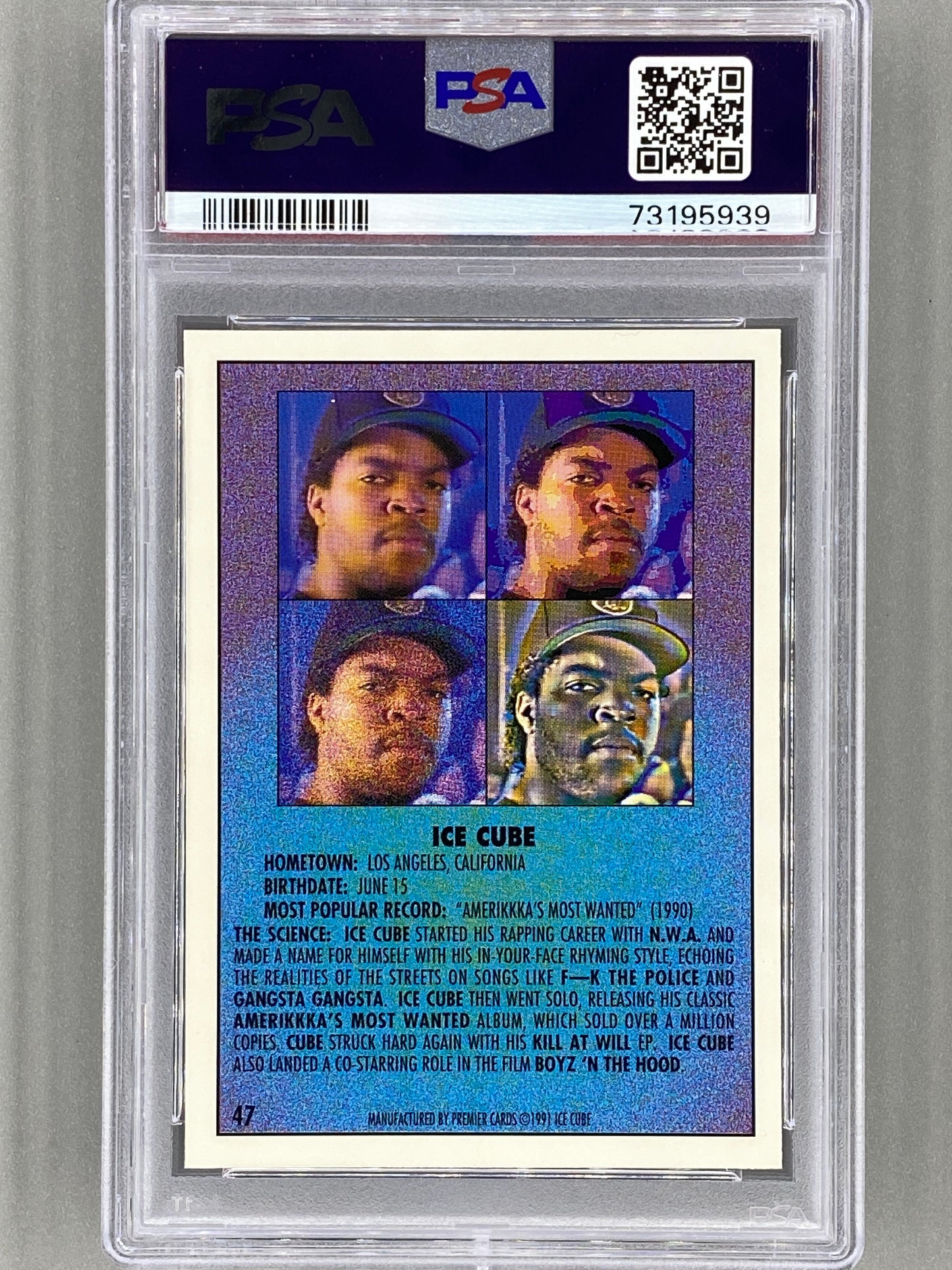 1991 Premier Rap Pack #47 Ice Cube PSA 10 (Music)