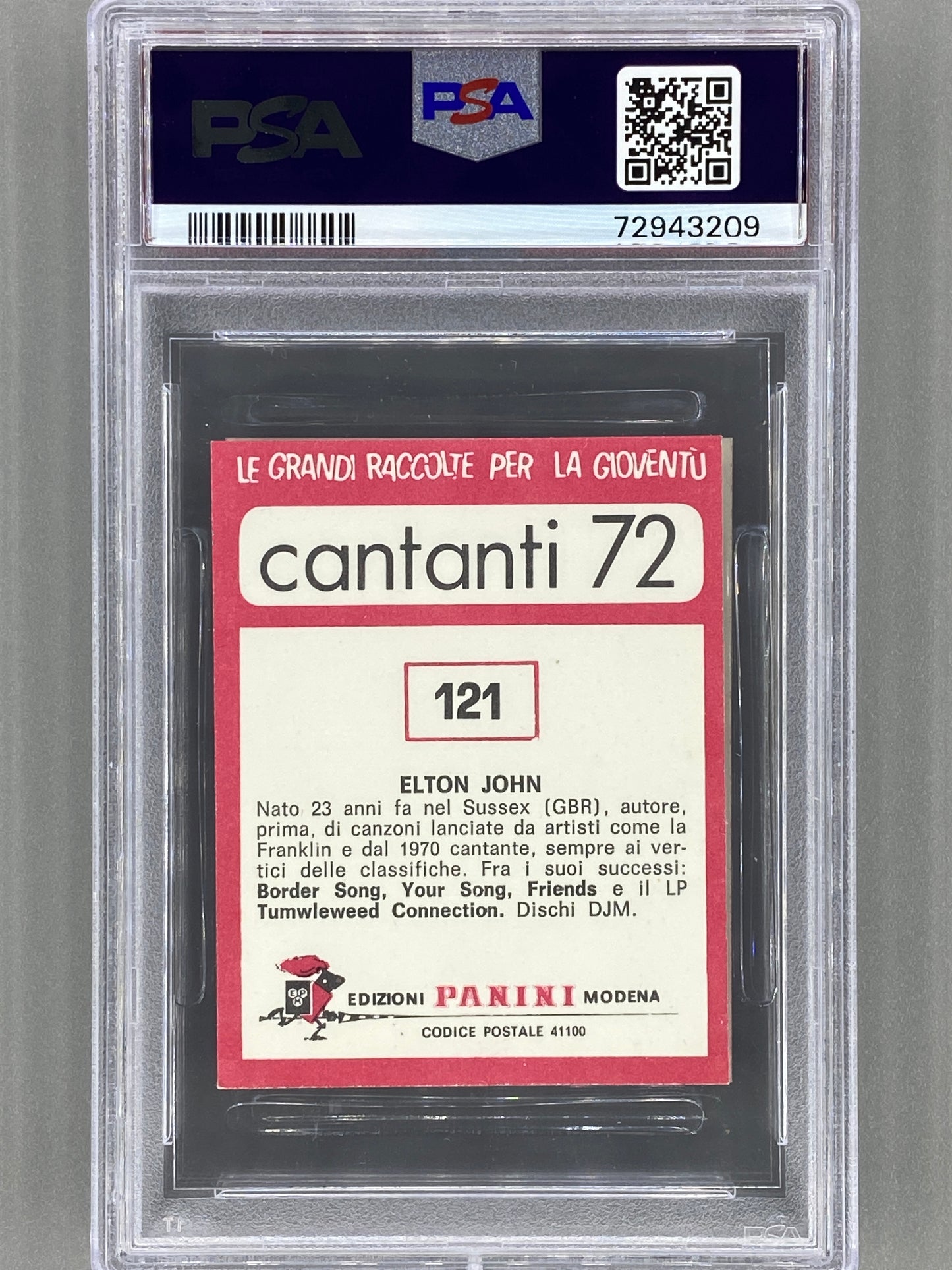 1972 Panini #121 Elton John Cantanti 72 PSA 7 - Pop 14 (Music)