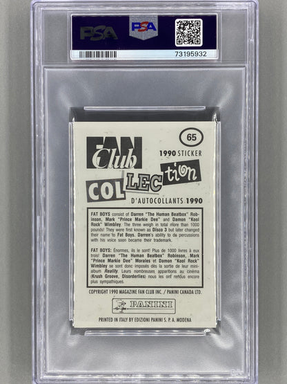 1990 Panini #65 & #66 Fat Boys Fan Club Collection 2 Sticker Lot PSA 9 & 10 - Pop 1 (Music)