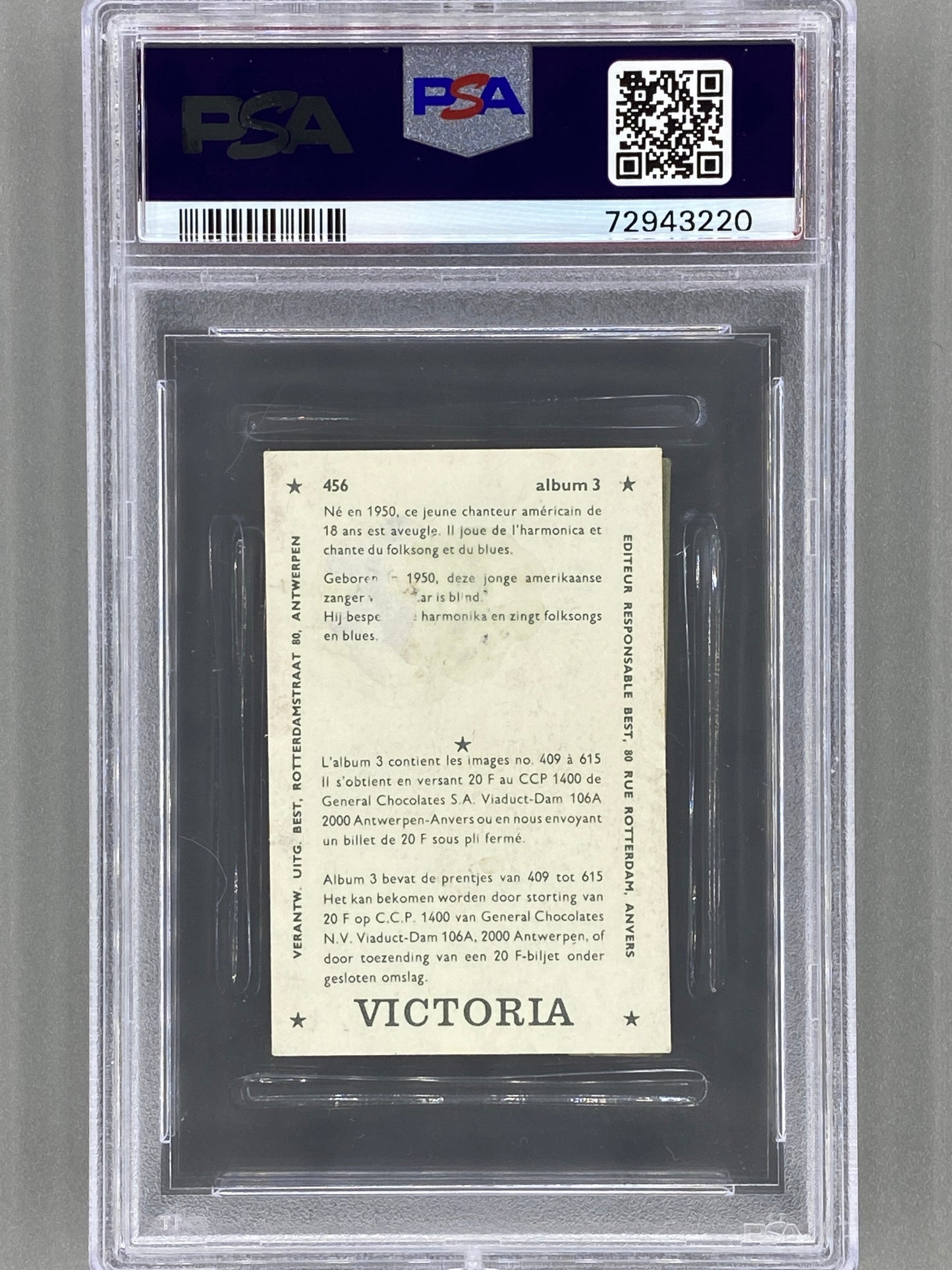 1969 Victoria #456 Stevie Wonder Vedetten Parade PSA 1.5 - Pop 1 (Music) READ