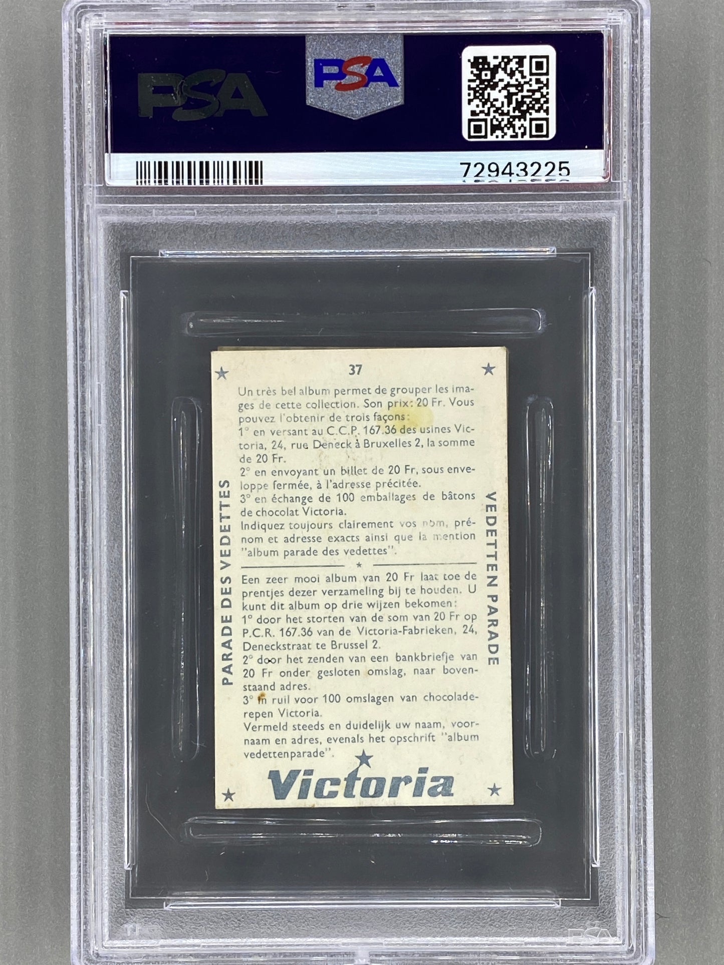 1969 Victoria #37 Fats Domino Vedetten Parade PSA 2 - Pop 2 (Music) READ