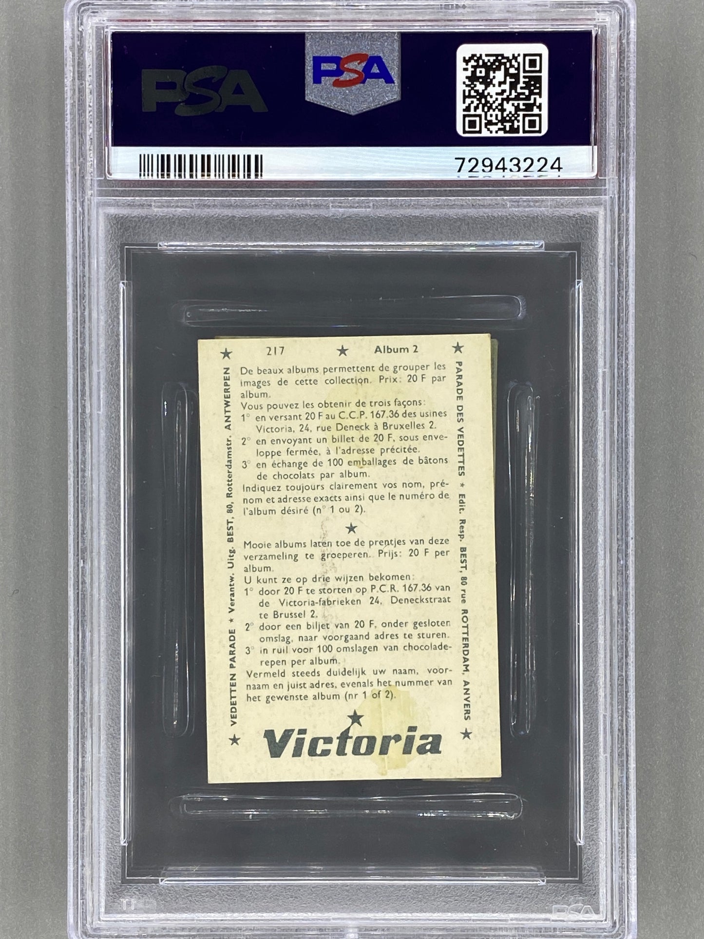 1969 Victoria #217 George Harrison Vedetten Parade PSA 2 - Pop 2 (Music) READ