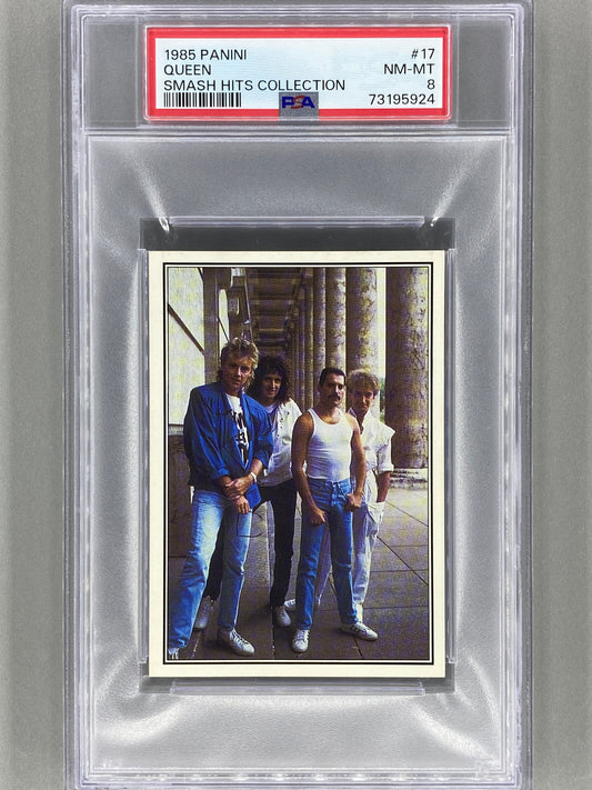 1985 Panini #17 Queen Smash Hits Collection PSA 8 <Music)