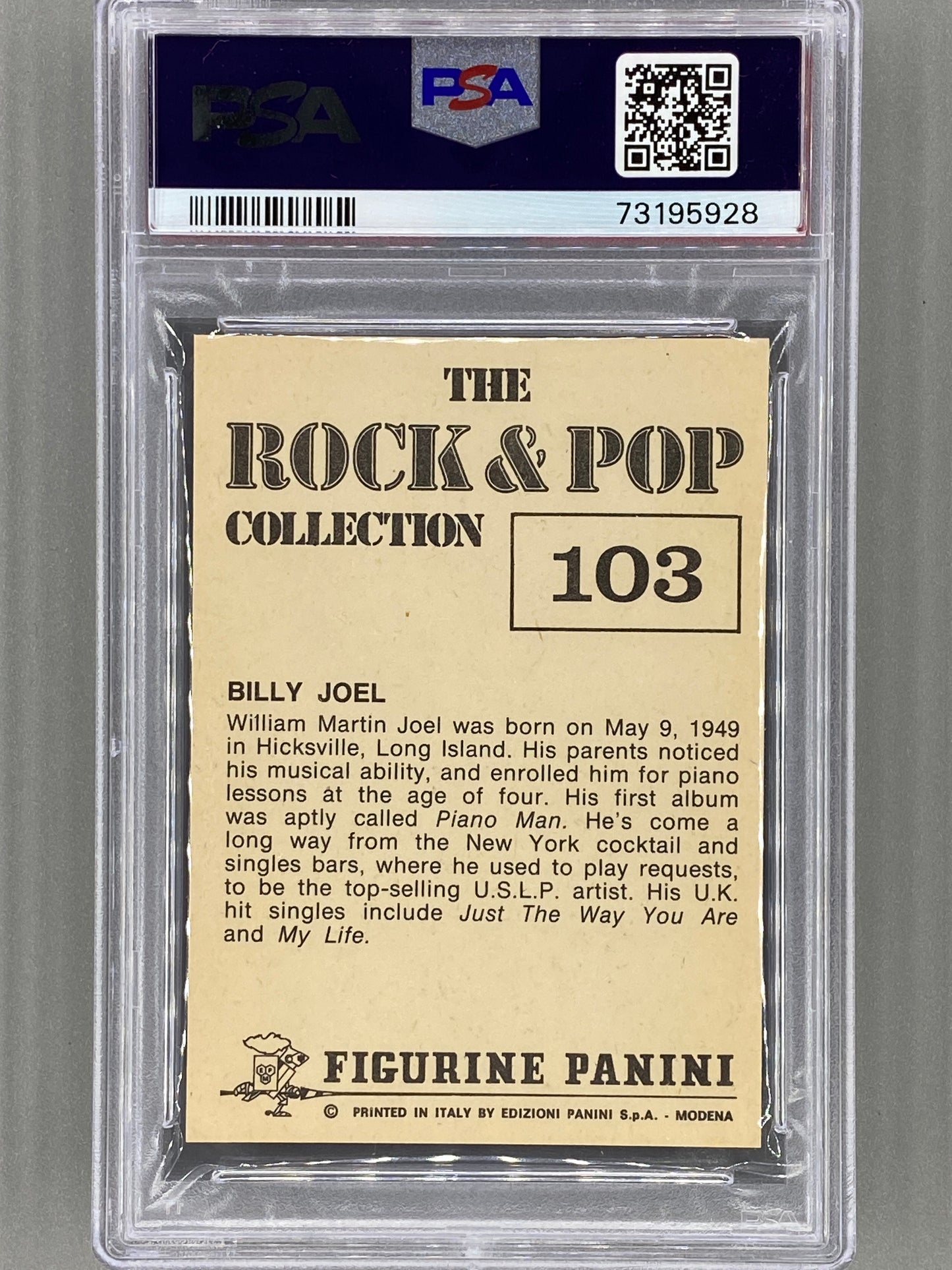 1980 Panini #103 Billy Joel The Rock & Pop Collection PSA 8 Pop 7 (Music)