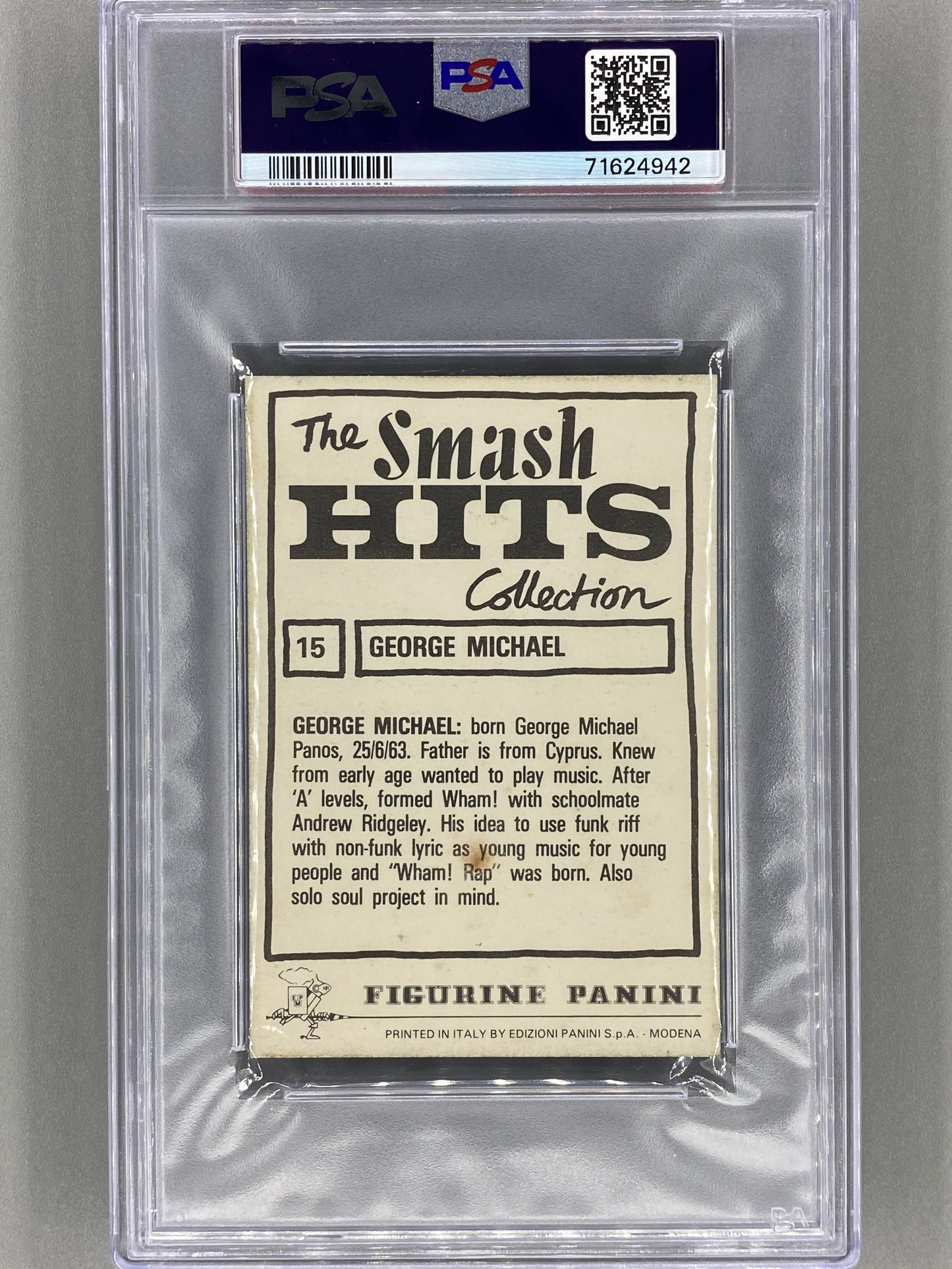 1984 Panini #15 George Michael Smash Hits Collection PSA 5 - Pop 2 (Music)