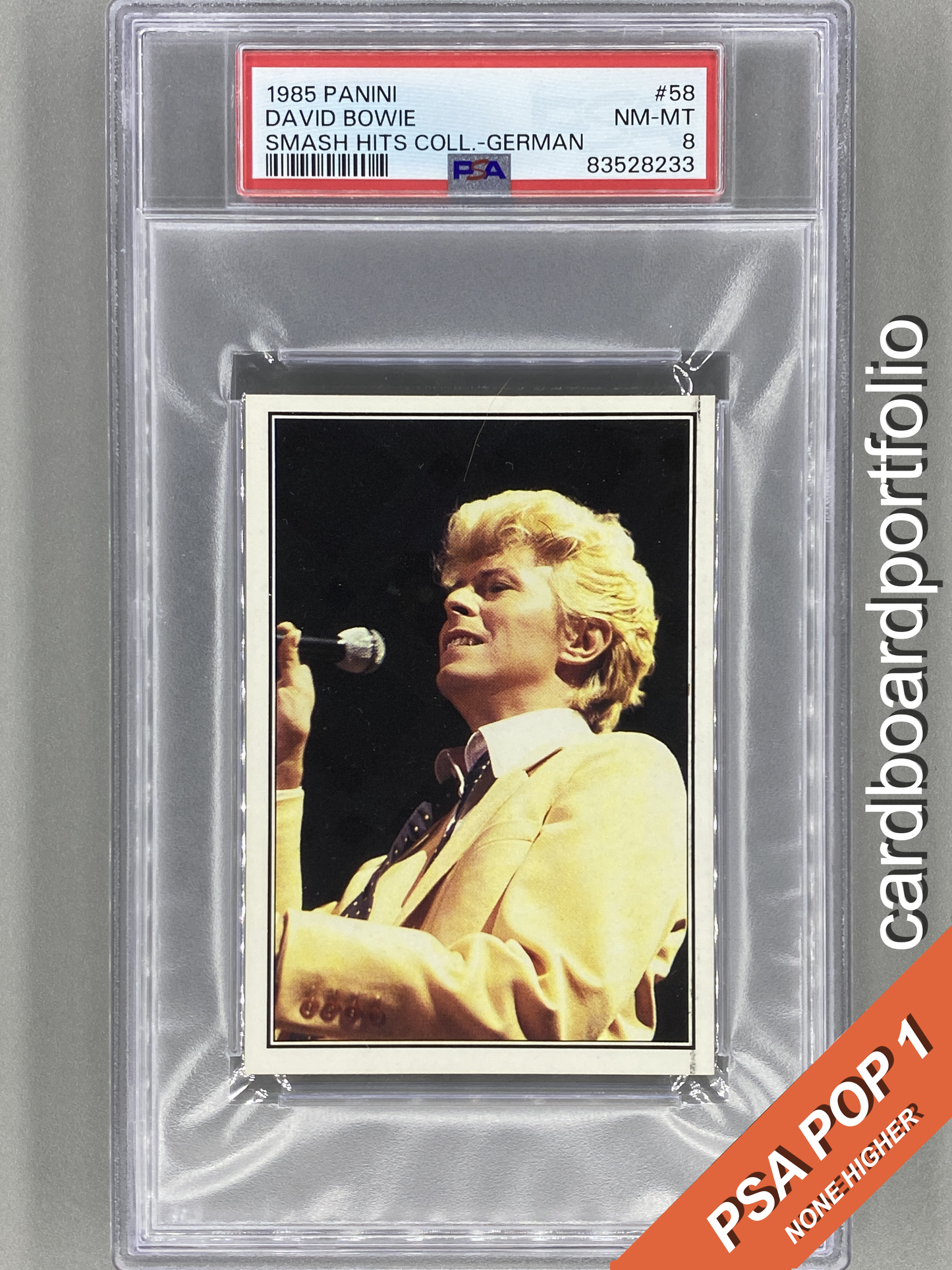 1985 Panini #58 David Bowie (German) Smash Hits Collection PSA 8 - Pop 1 (Music)