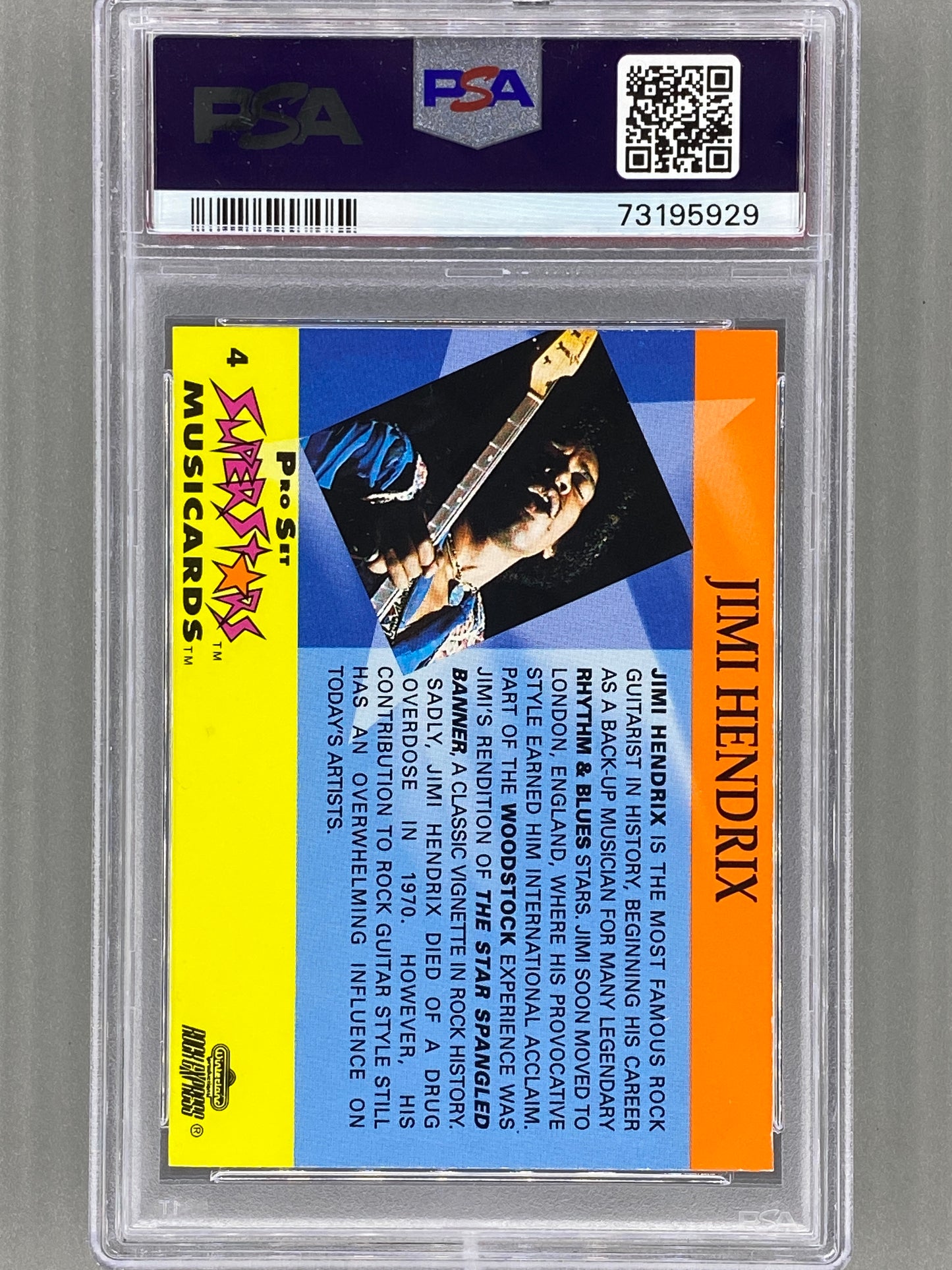 1991 Proset Superstars #4 Jimi Hendrix Musicards Promo PSA 9 Pop 7 (Music)