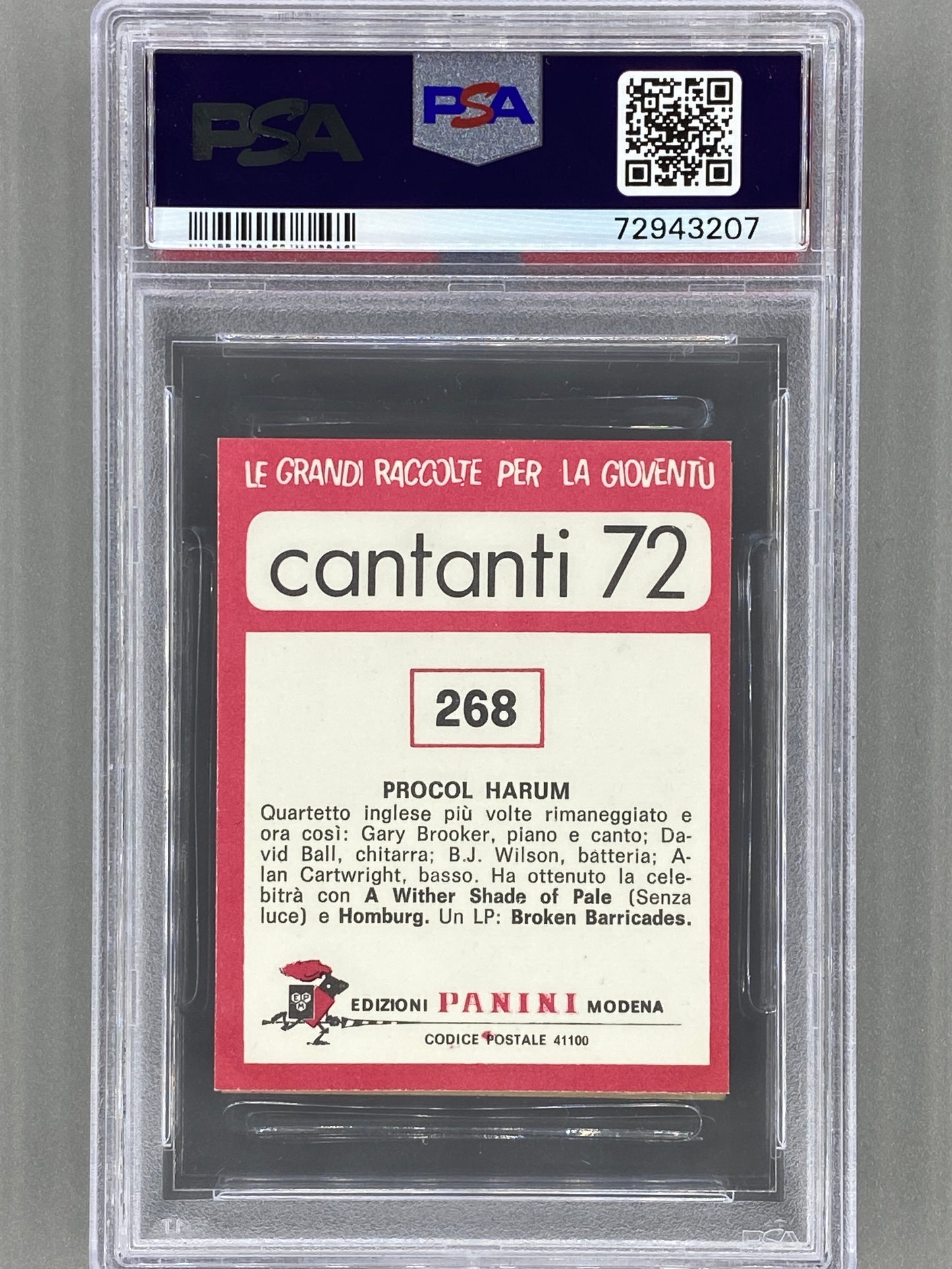 1972 Panini #268 Procol Harum Cantanti 72 PSA 8 - Pop 1 (Music)