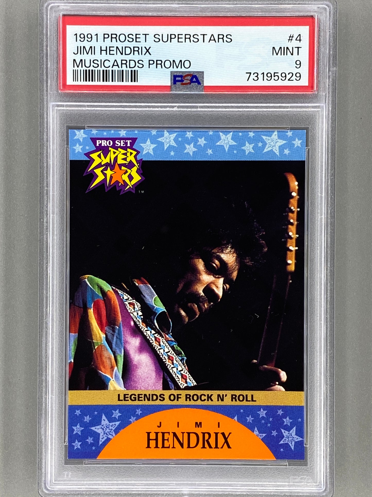 1991 Proset Superstars #4 Jimi Hendrix Musicards Promo PSA 9 Pop 7 (Music)