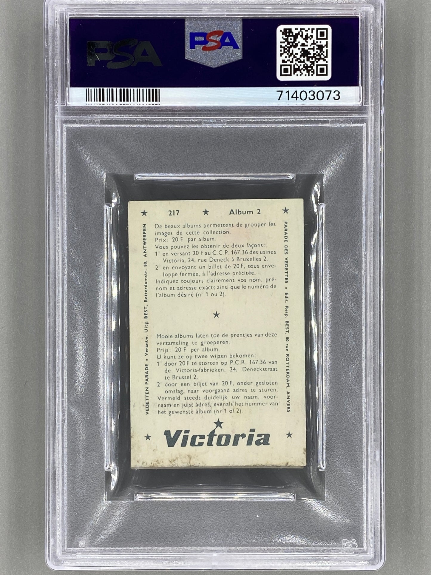 1969 Victoria #217 George Harrison Vedetten Parade PSA 5 - Pop 2 (Music)