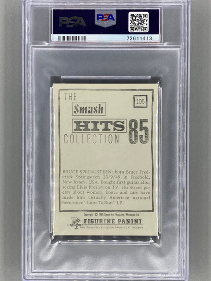1985 Panini #106 Bruce Springsteen Smash Hits Collection PSA 8 Pop 20 (Music)