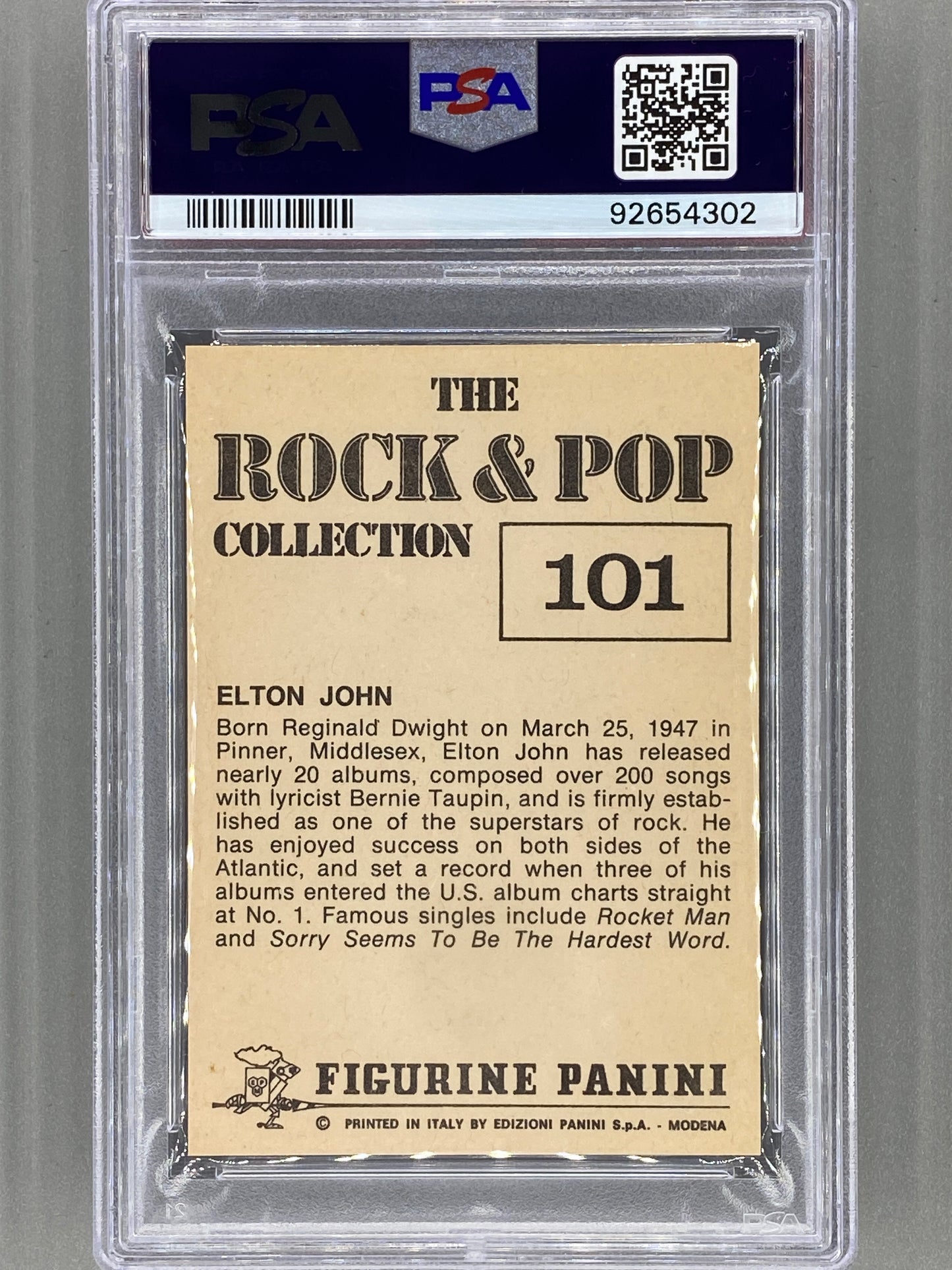 1980 Panini #101 Elton John The Rock & Pop Collection PSA 9 - Pop 4 (Music)