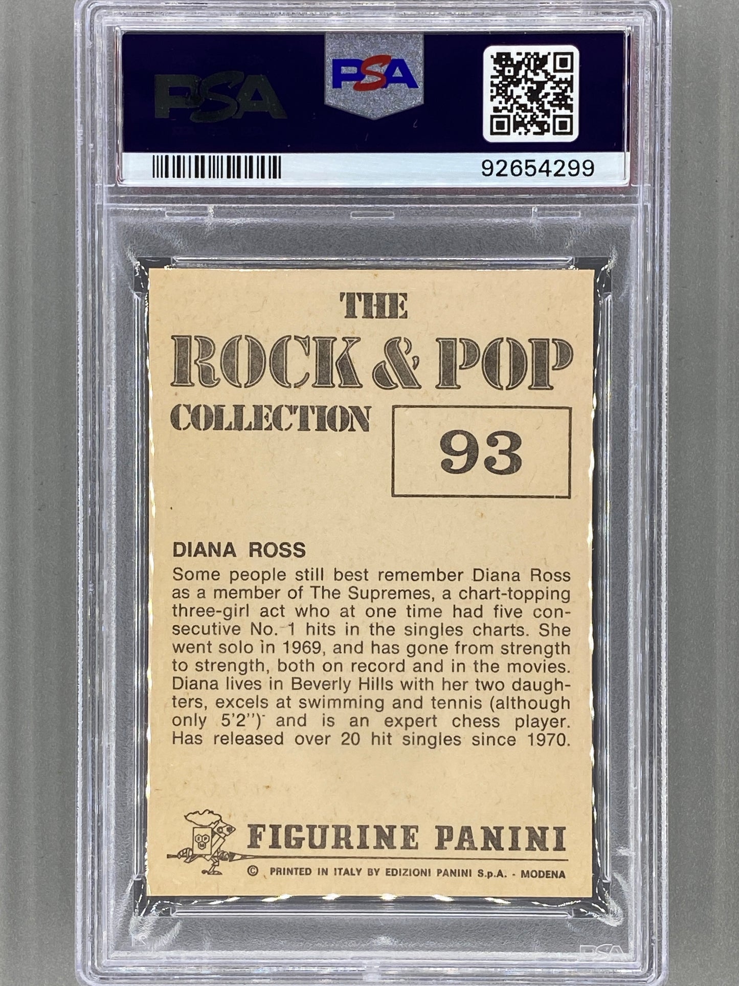 1980 Panini #93 Diana Ross The Rock & Pop Collection PSA 10 Pop 2 (Music)