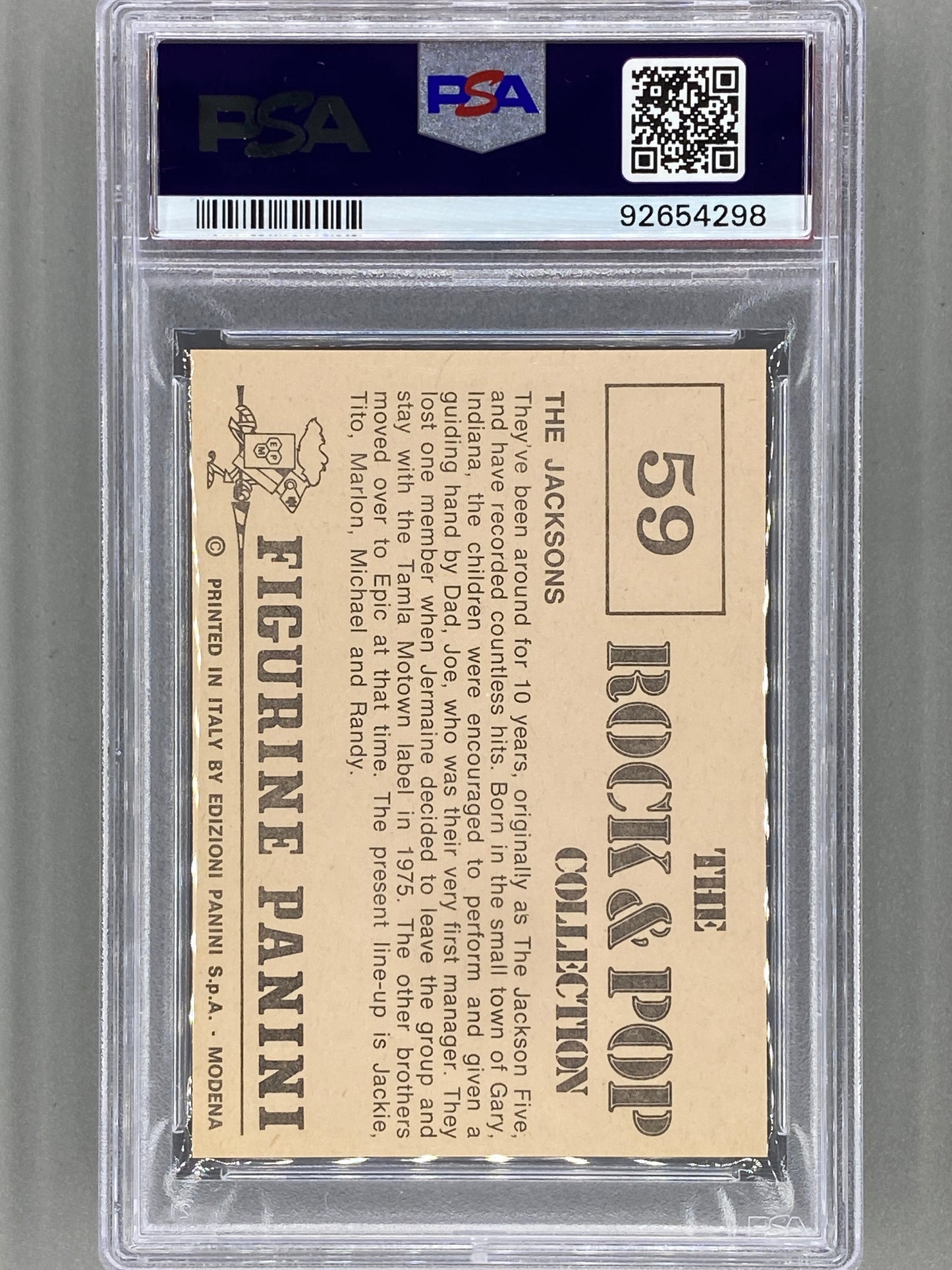 1980 Panini #59 The Jacksons The Rock & Pop Collection PSA 8 Pop 4 (Music)